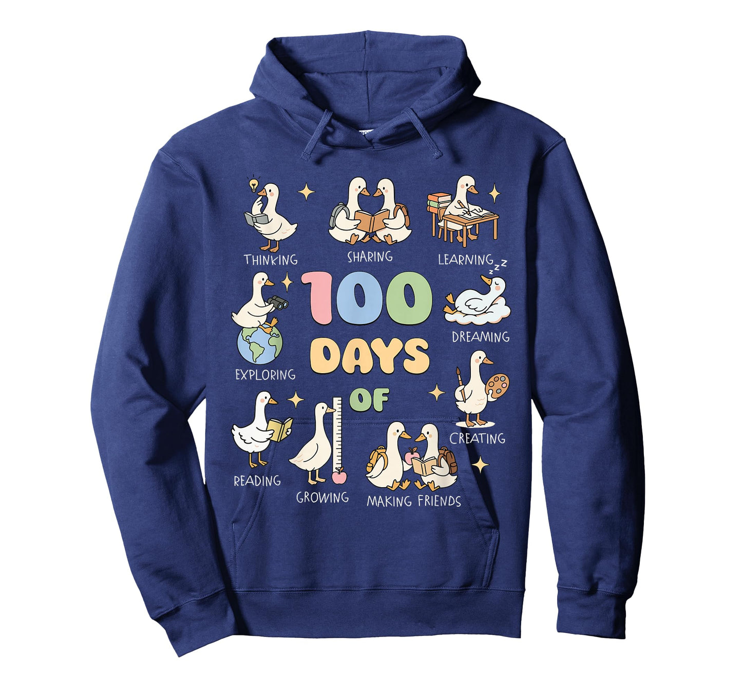 Silly Goose Happy 100 Days of School Goose Teacher Bookish T-Shirt