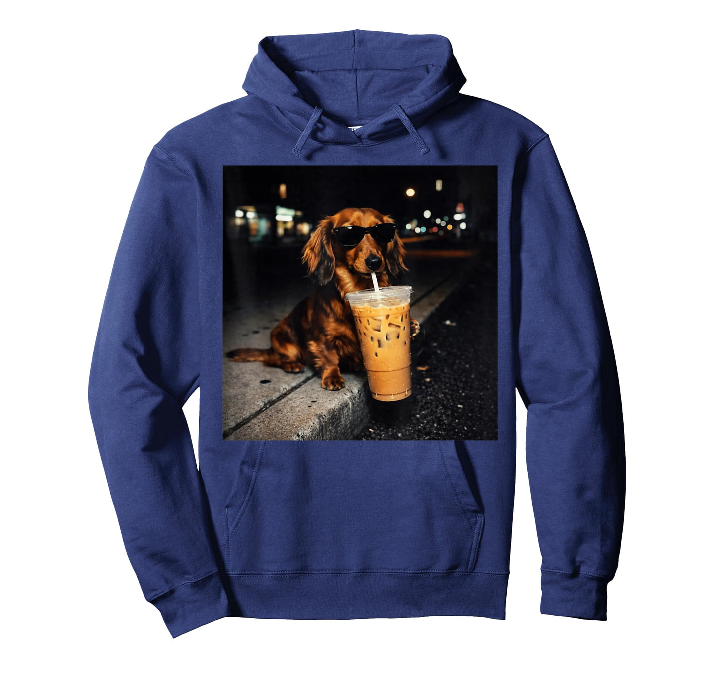 Funny Dachshund Drinking Iced Coffee Cute Dog Meme Humor T-Shirt