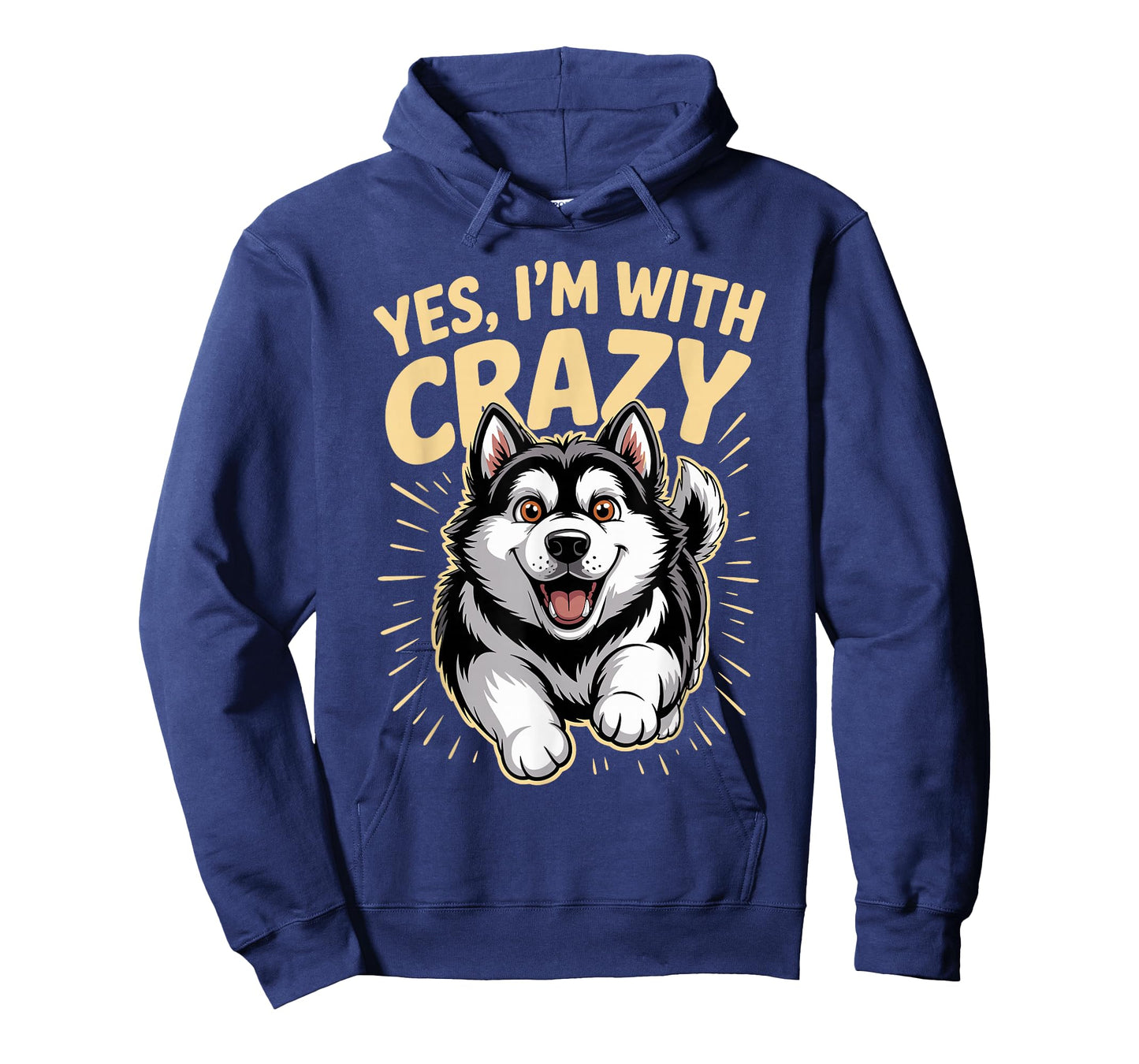 Yes I'm with Crazy Pet Dog Cartoon Funny Alaskan Malamute T-Shirt