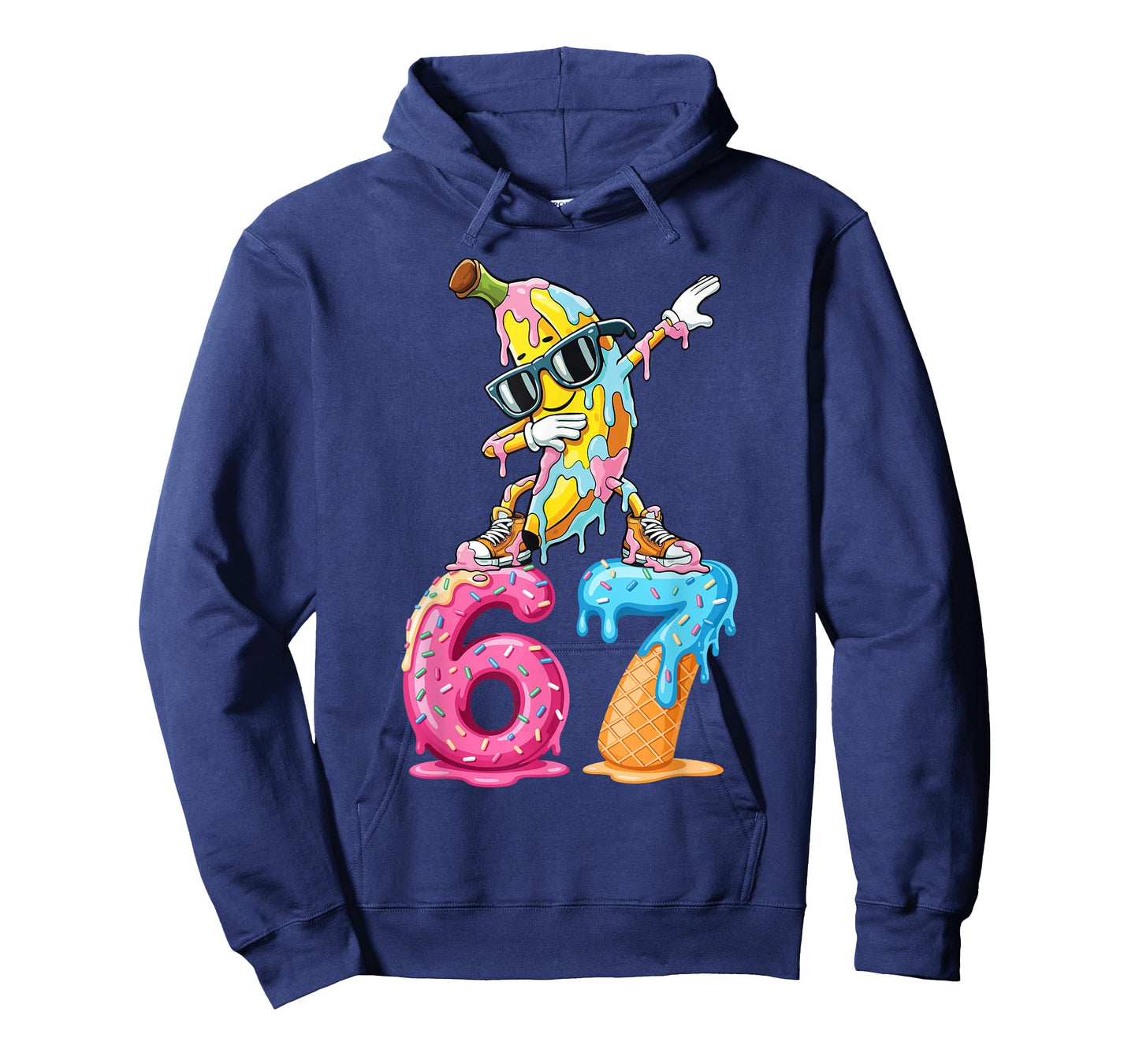 Dabbing Banana 67 Ice Cream Drip Funny Six Seven Meme T-Shirt