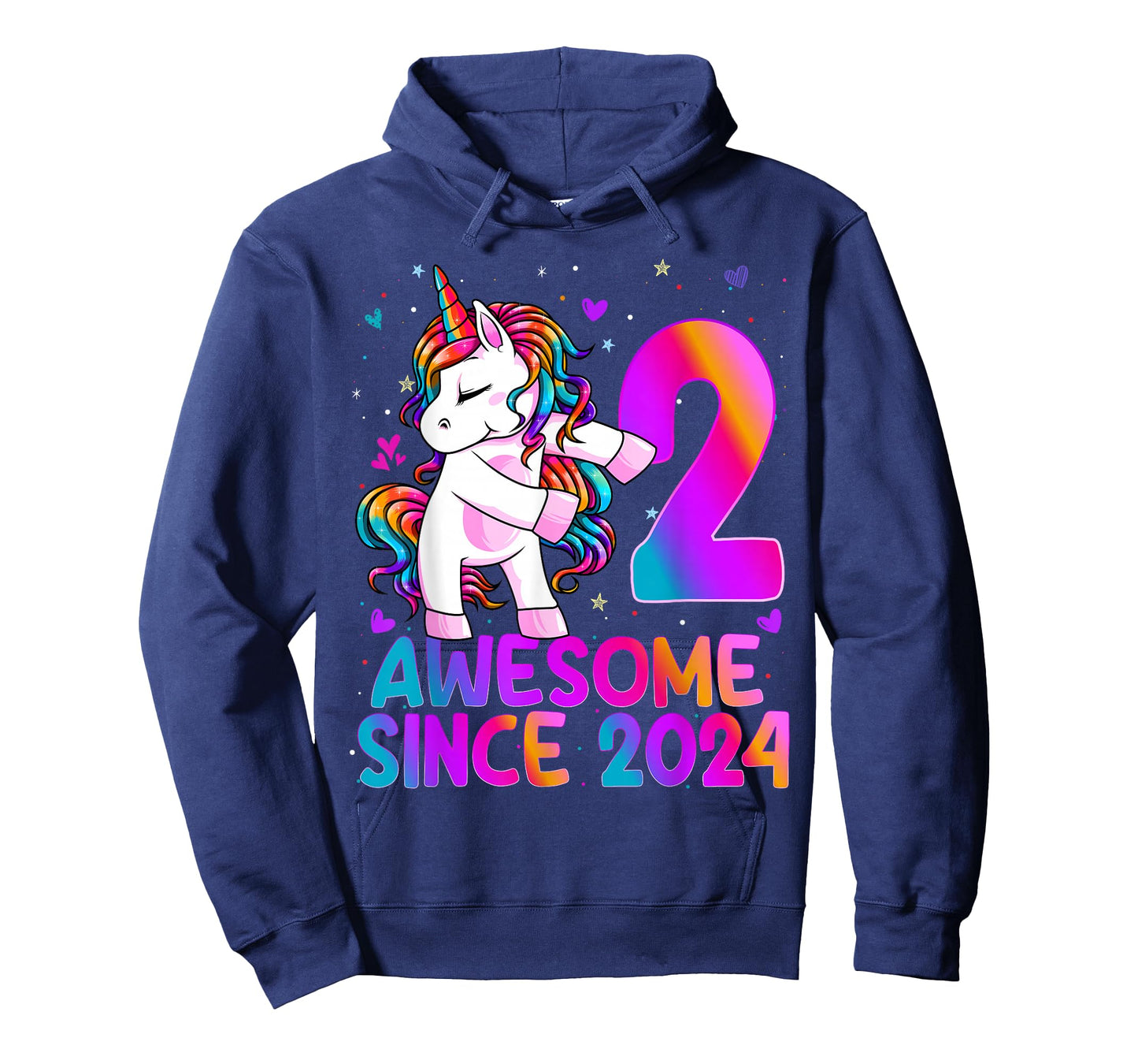2 Year Old Girl Awesome Since 2024 Unicorn 2nd Birthday Girl T-Shirt