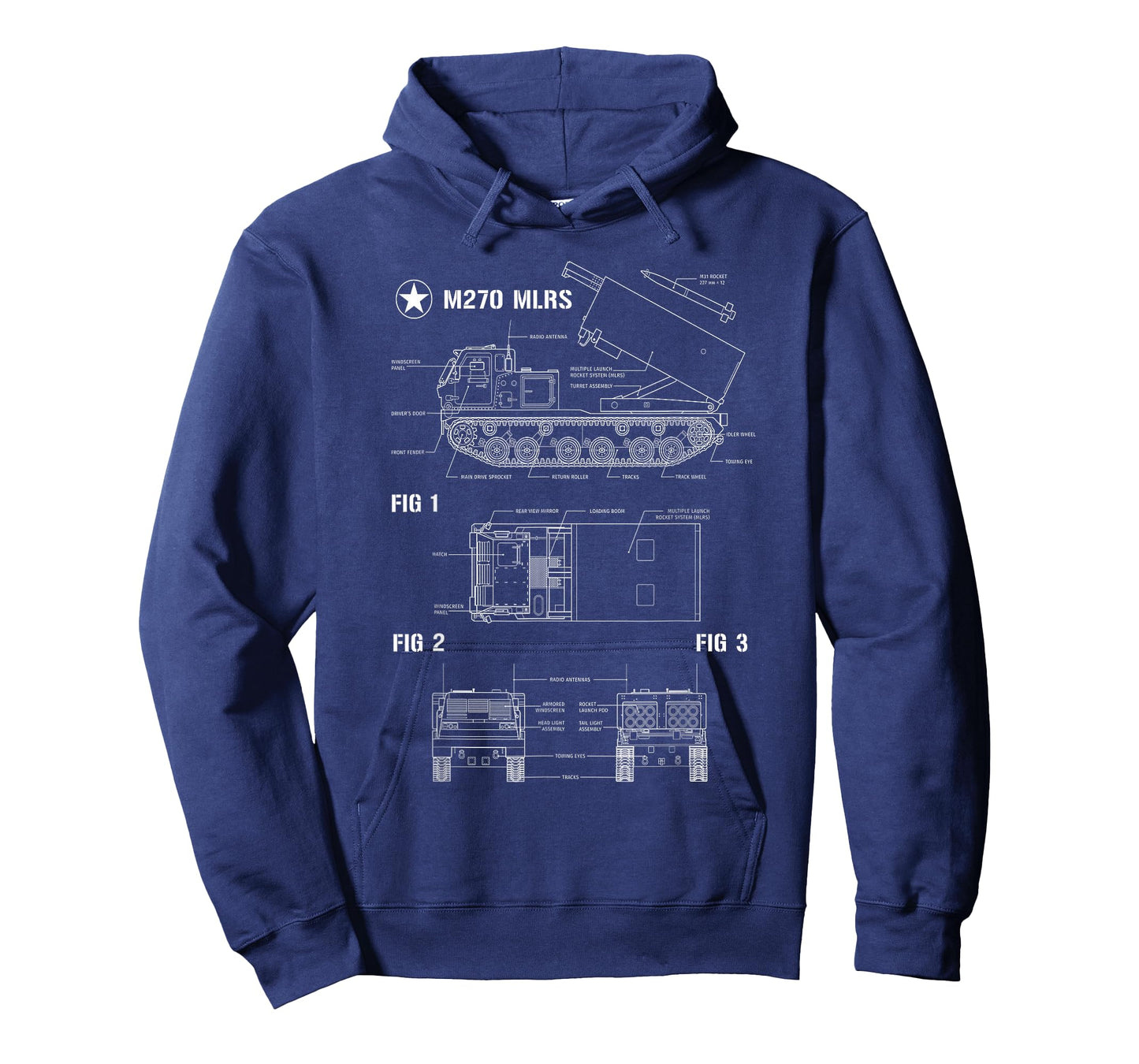 M270 Multiple Launch Rocket System MLRS Blueprint T-Shirt