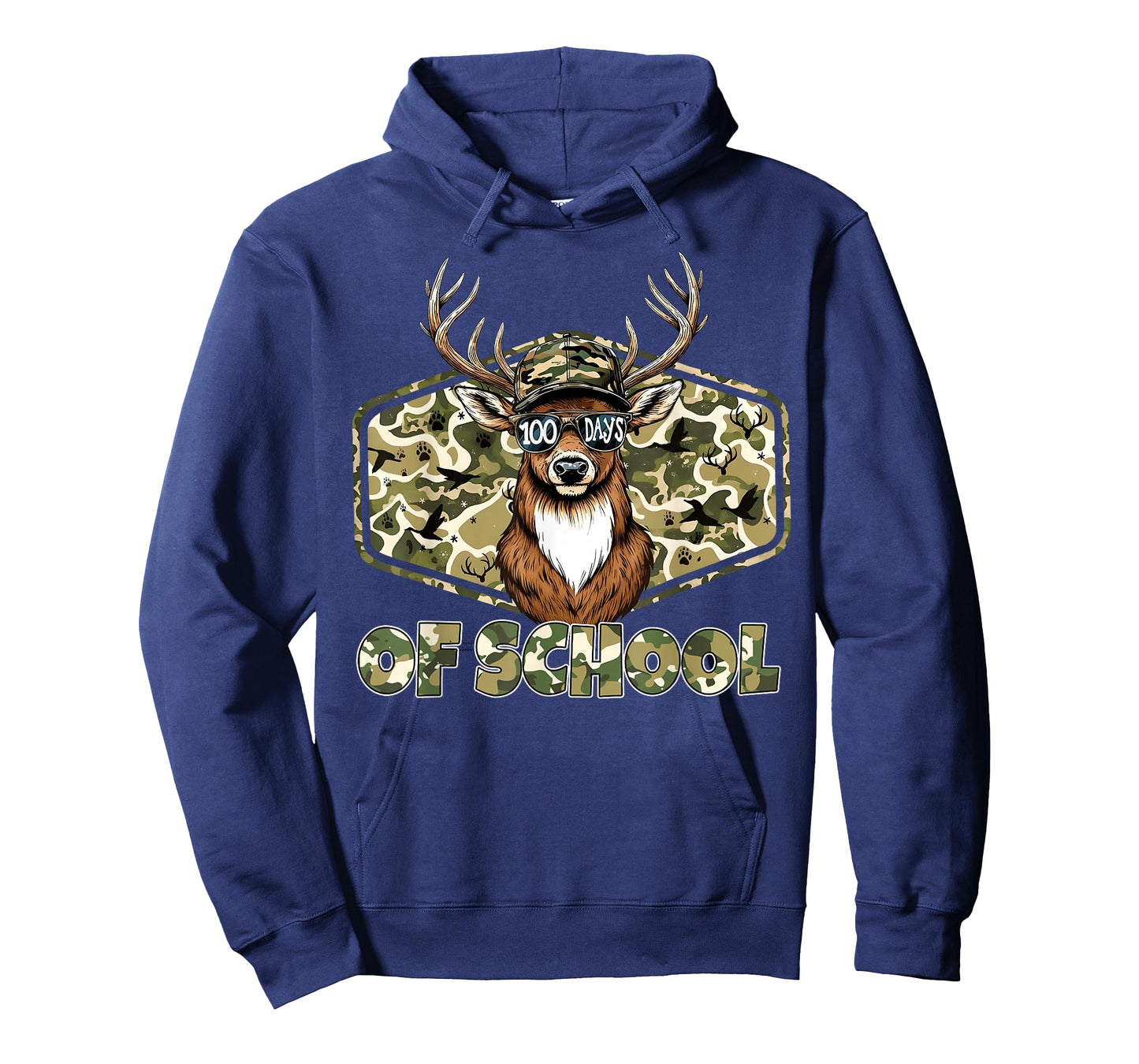100 Days of School Camo Deer Buck Hunting Students Teacher T-Shirt