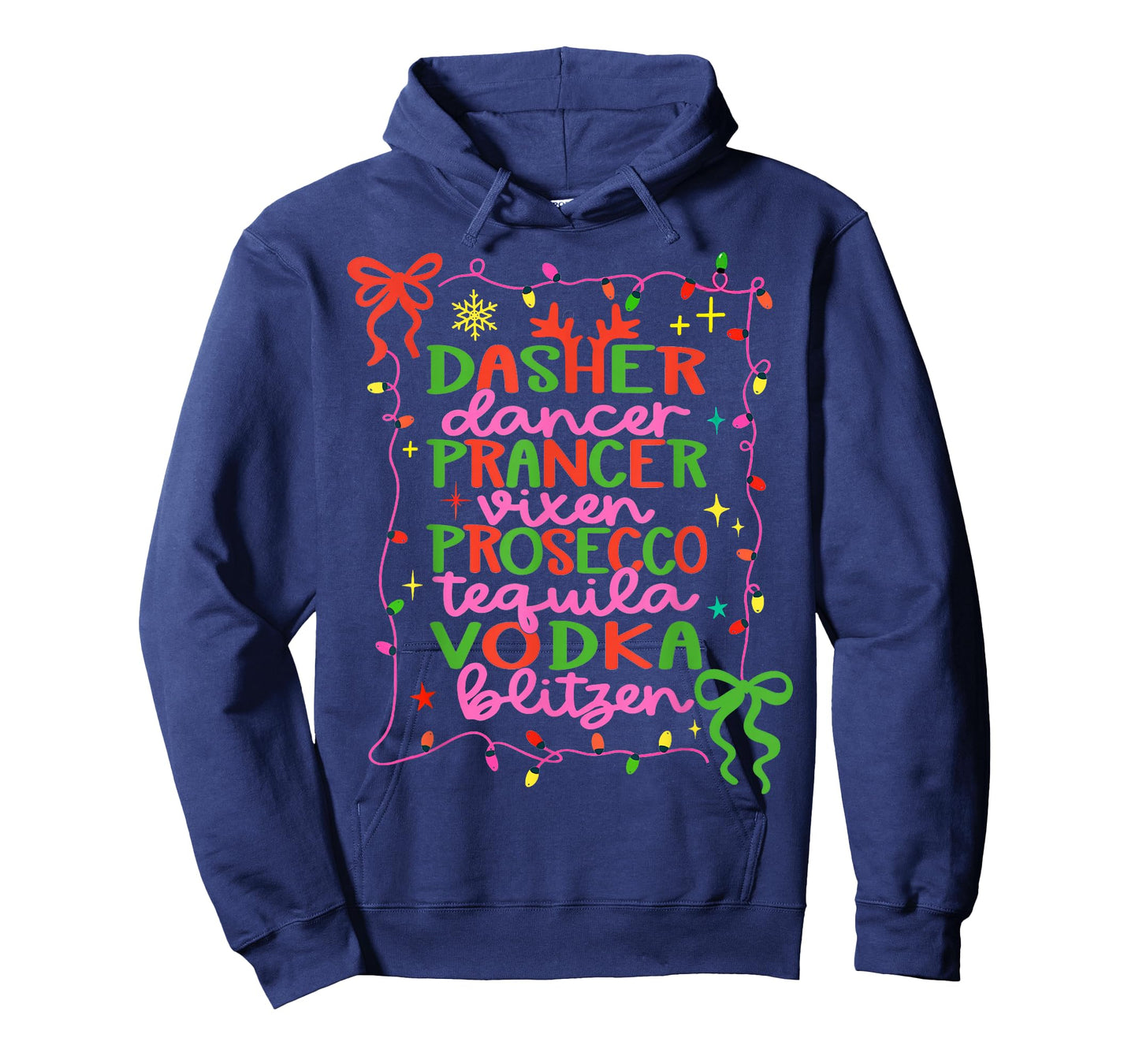 Dasher Dancer Prancer Vixen Tequila Vodka Blitzen Christmas T-Shirt