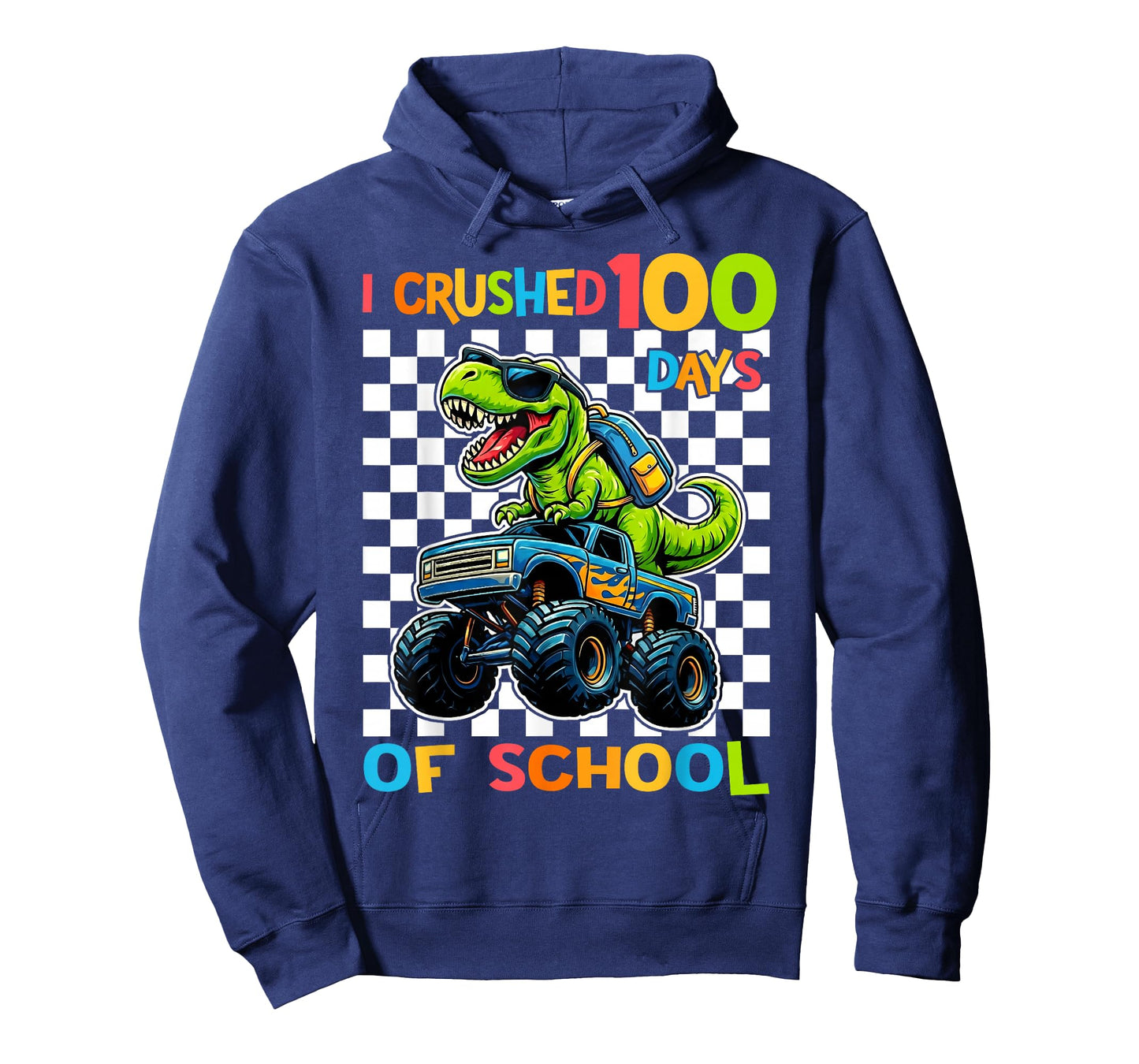 100 Days of School T-Rex Dino Monster Truck 100th Day Boys T-Shirt
