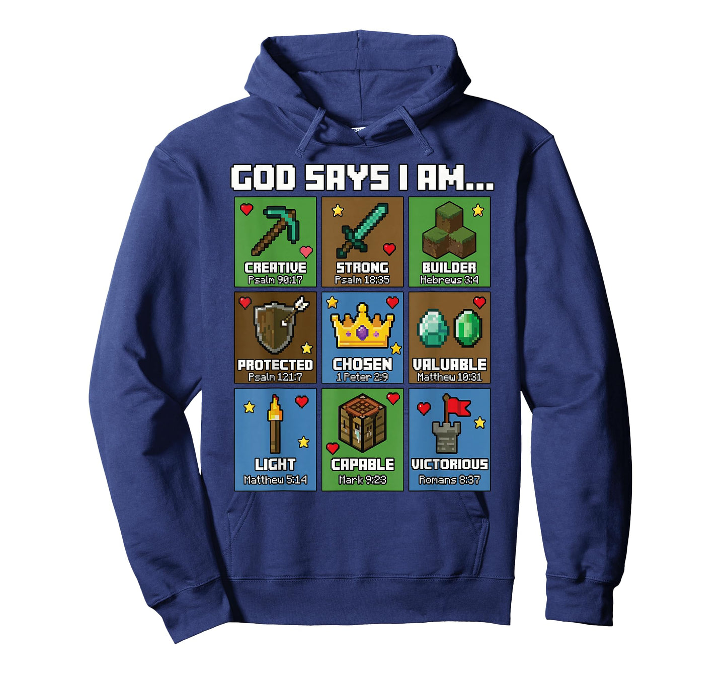 God Says I Am Bible Verses Pixel Art Christian Gamer Boys T-Shirt
