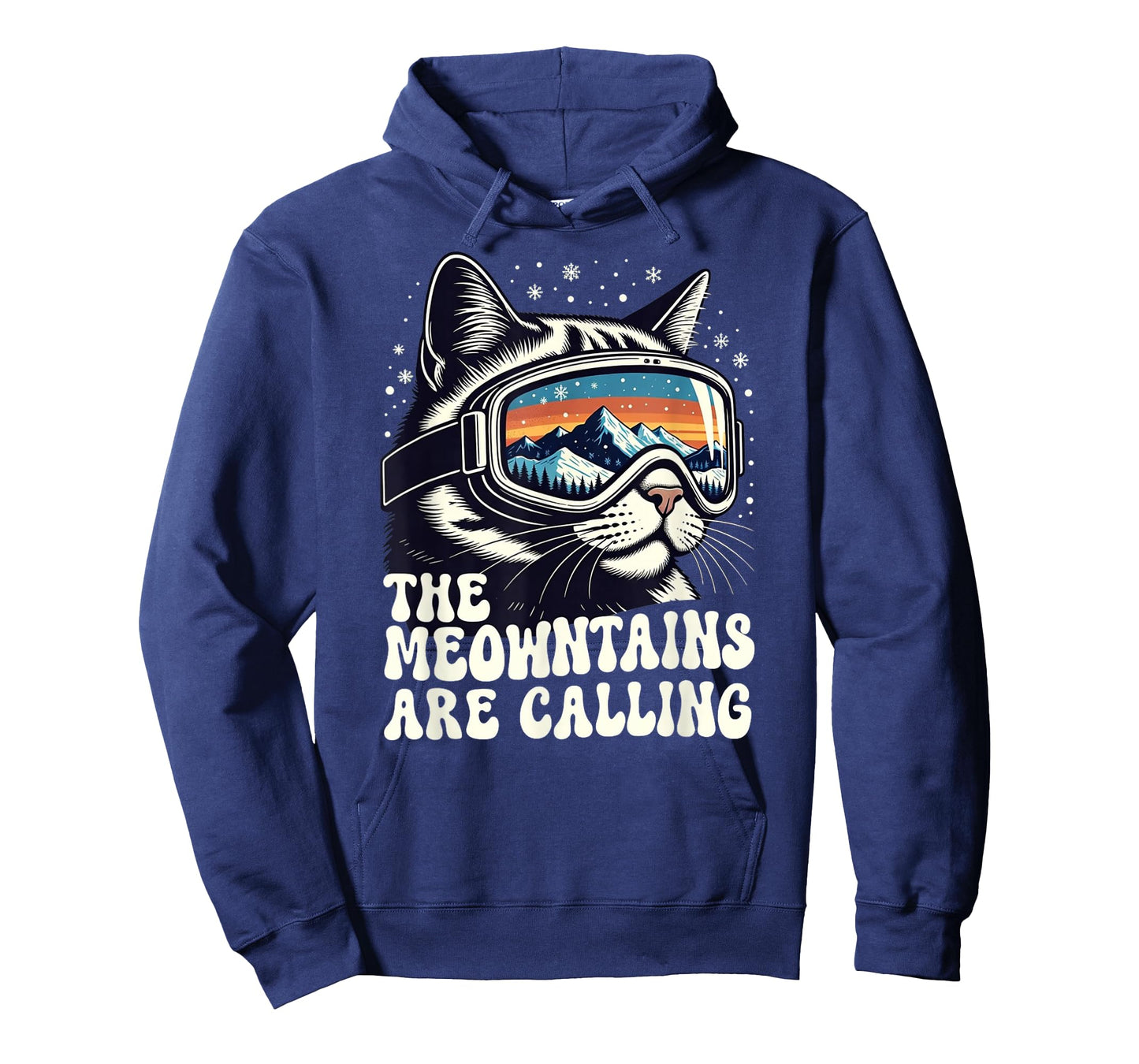 Retro Meowntains are Calling Cat Funny Snowboarding Skiing T-Shirt