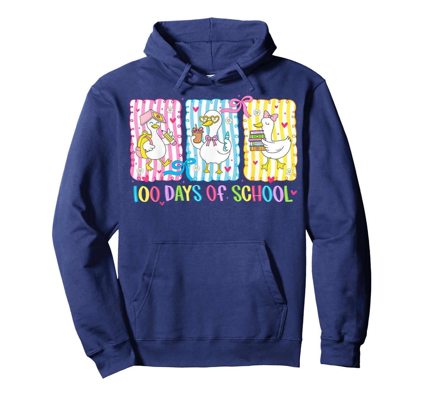 100 Days of School Goose Coquette Bow 100th Day Teacher Kids T-Shirt
