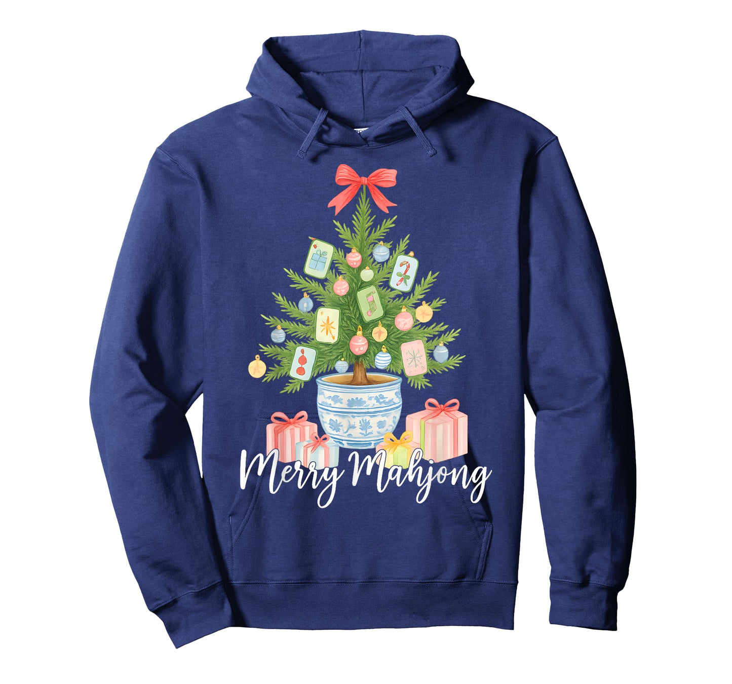 Merry Mahjong Christmas Tree Preppy Chinoiserie Mahj Party T-Shirt