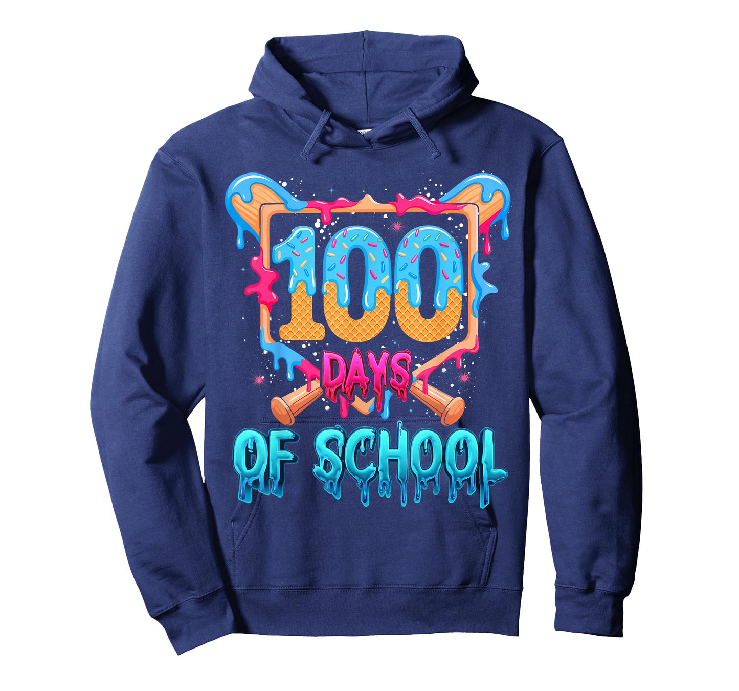 Happy 100 Days of School Baseball Drip 100th Day of School T-Shirt