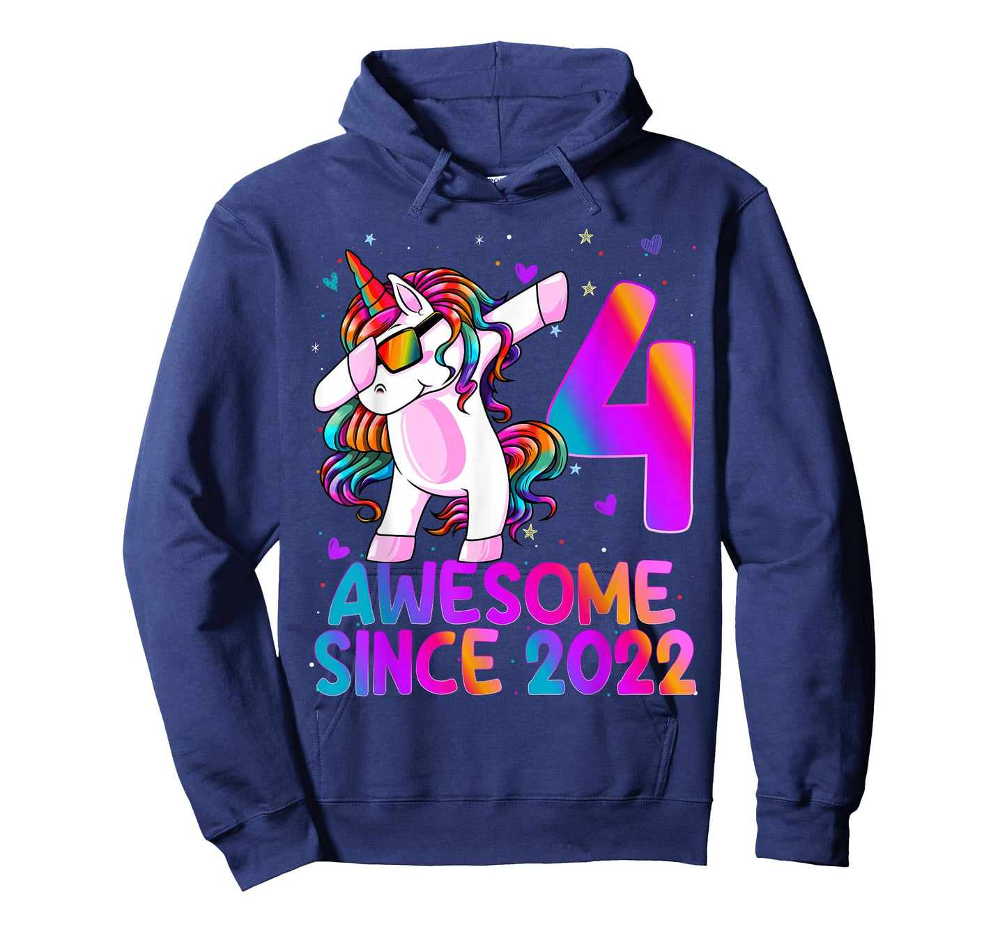 4 Year Old Girl Awesome Since 2022 Unicorn 4th Birthday Girl T-Shirt