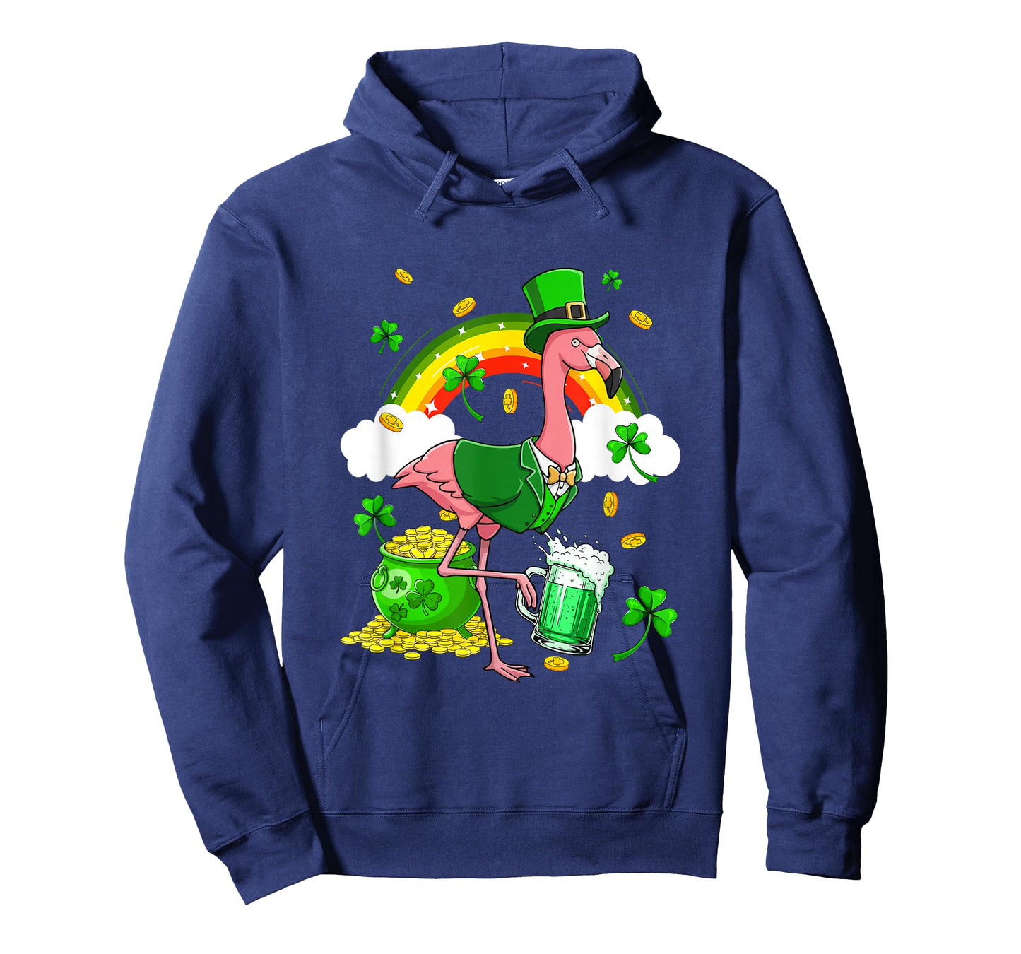 Flamingo Sunglasses Drinking Beer St. Patrick's Day Rainbow T-Shirt