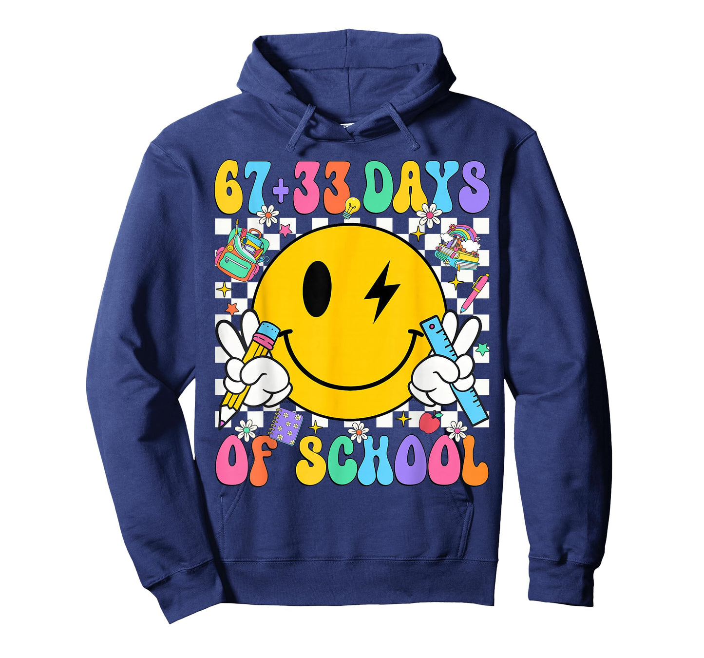 67 33 Days of School Vibes Smile Face 100 Days of School Kid T-Shirt