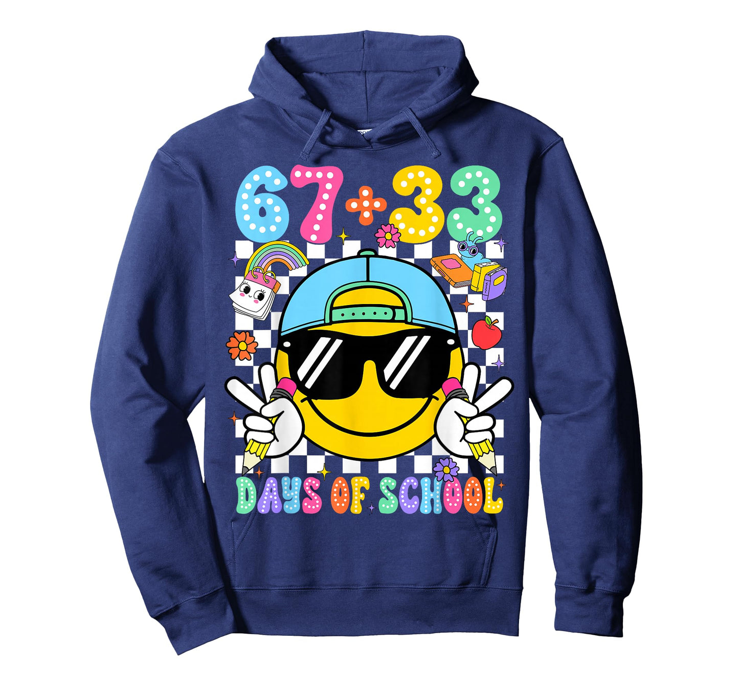 67 33 Days of School 100th Day Smile Face 100 Days Kid T-Shirt