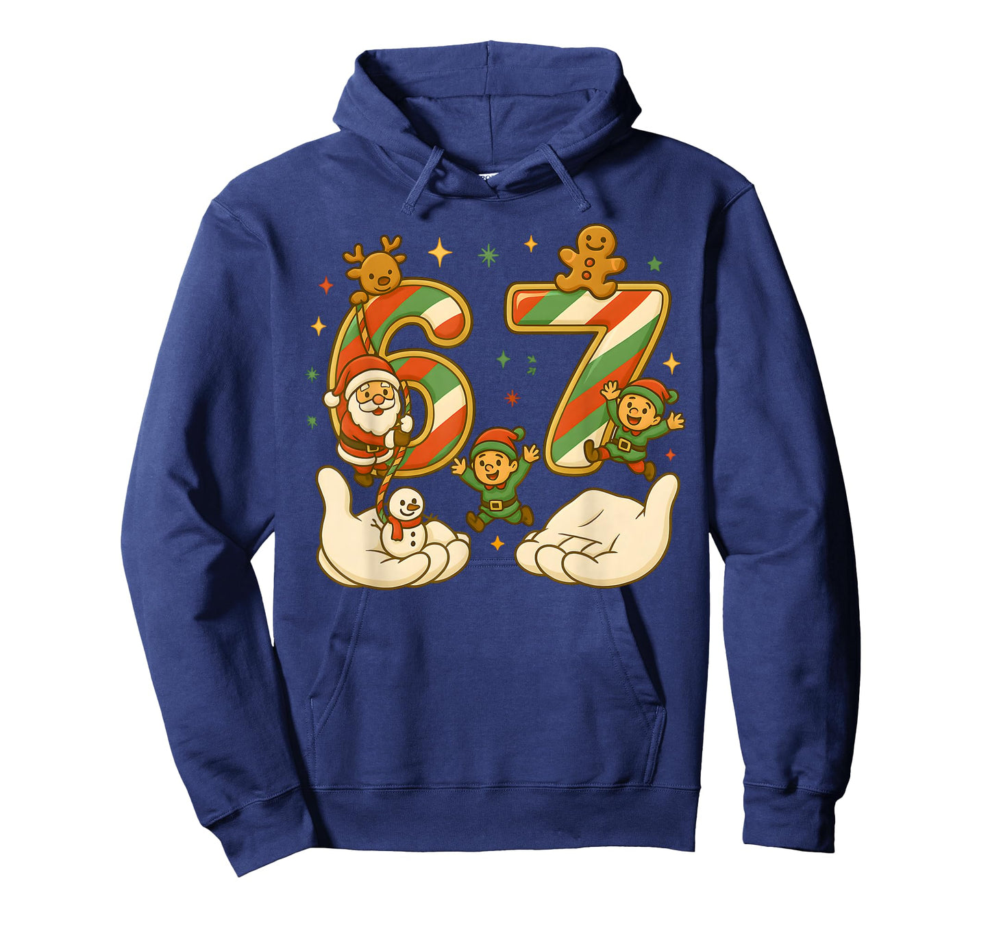 67 Hands Christmas Santa Elf Snowman Reindeer 6 7 Meme Xmas T-Shirt