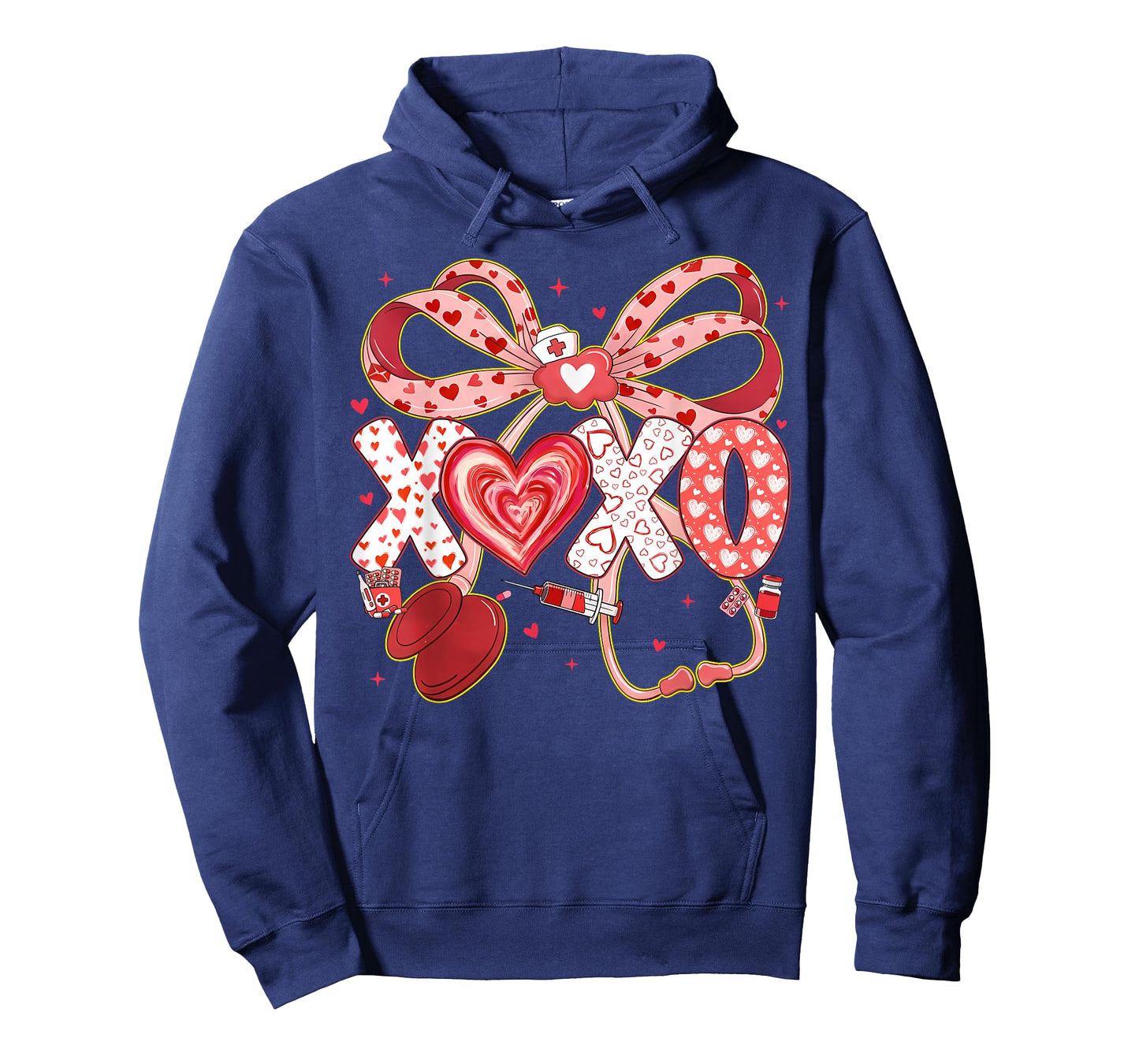 XOXO Stethoscope Valentine RN PCT CNA Nurse Red Bow Women T-Shirt