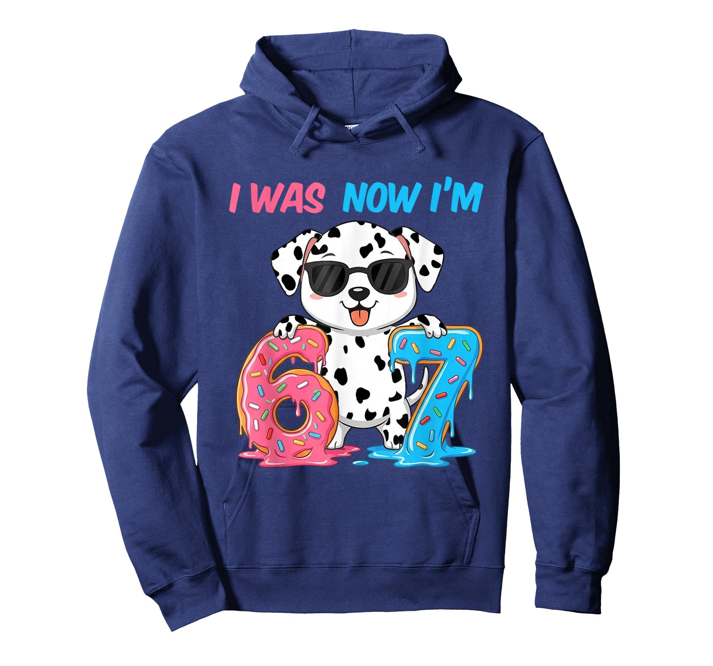 I was Six Now I'm Seven Dalmatian Dog 67 Meme 7th Birthday T-Shirt