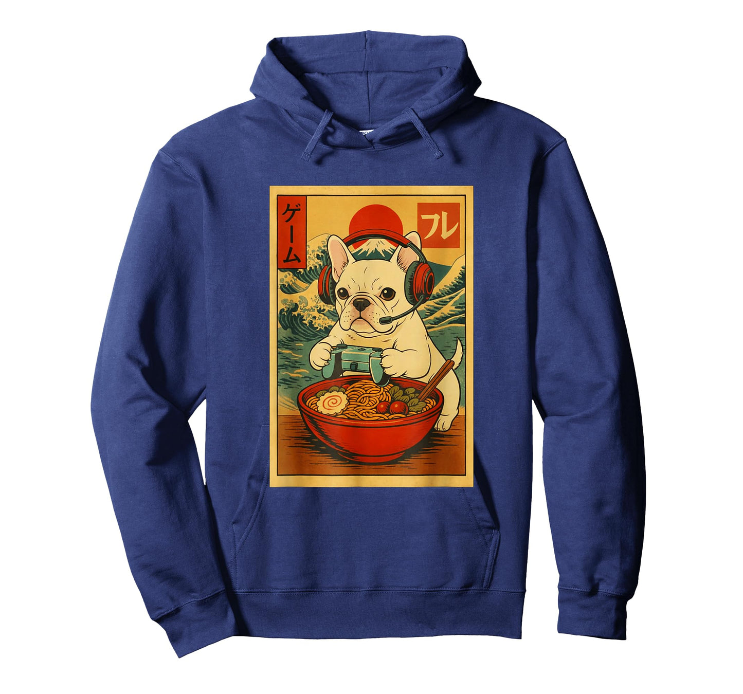 French Bulldog Dog Gaming Ramen Ukiyo-e Great Wave Retro Art T-Shirt