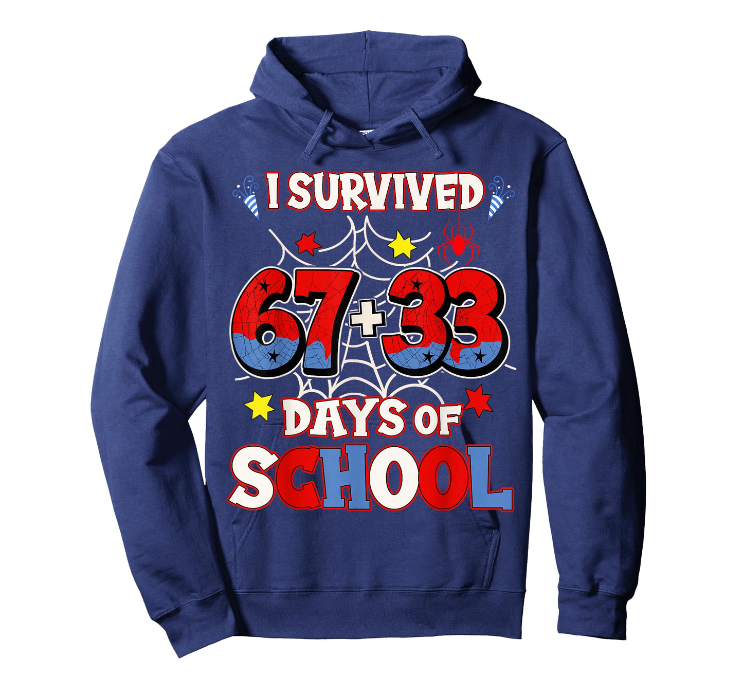 I Survived 67 + 33 Days of School 100th Day Boys Spider Web T-Shirt