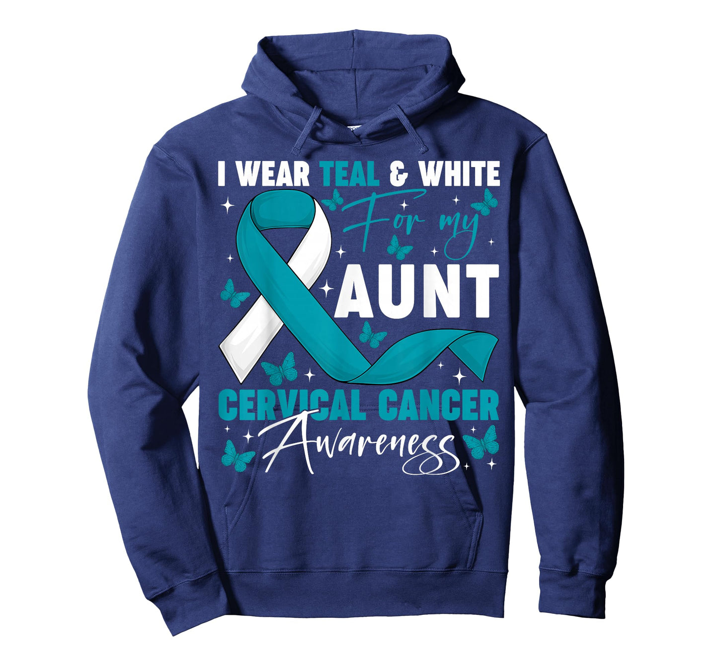 I Wear Teal White for My Aunt Cervical Cancer Awareness T-Shirt