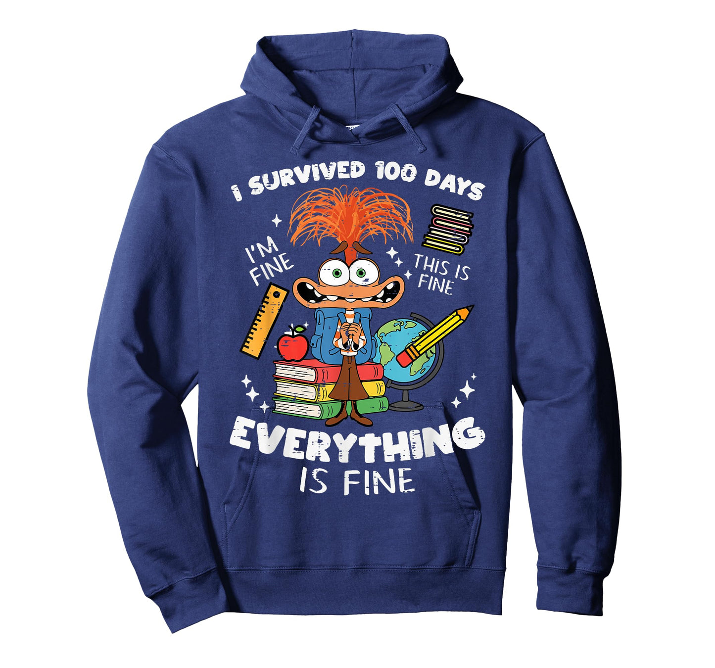 Survived 100 Days Im is Fine Anxiety 100th Day School Kids T-Shirt