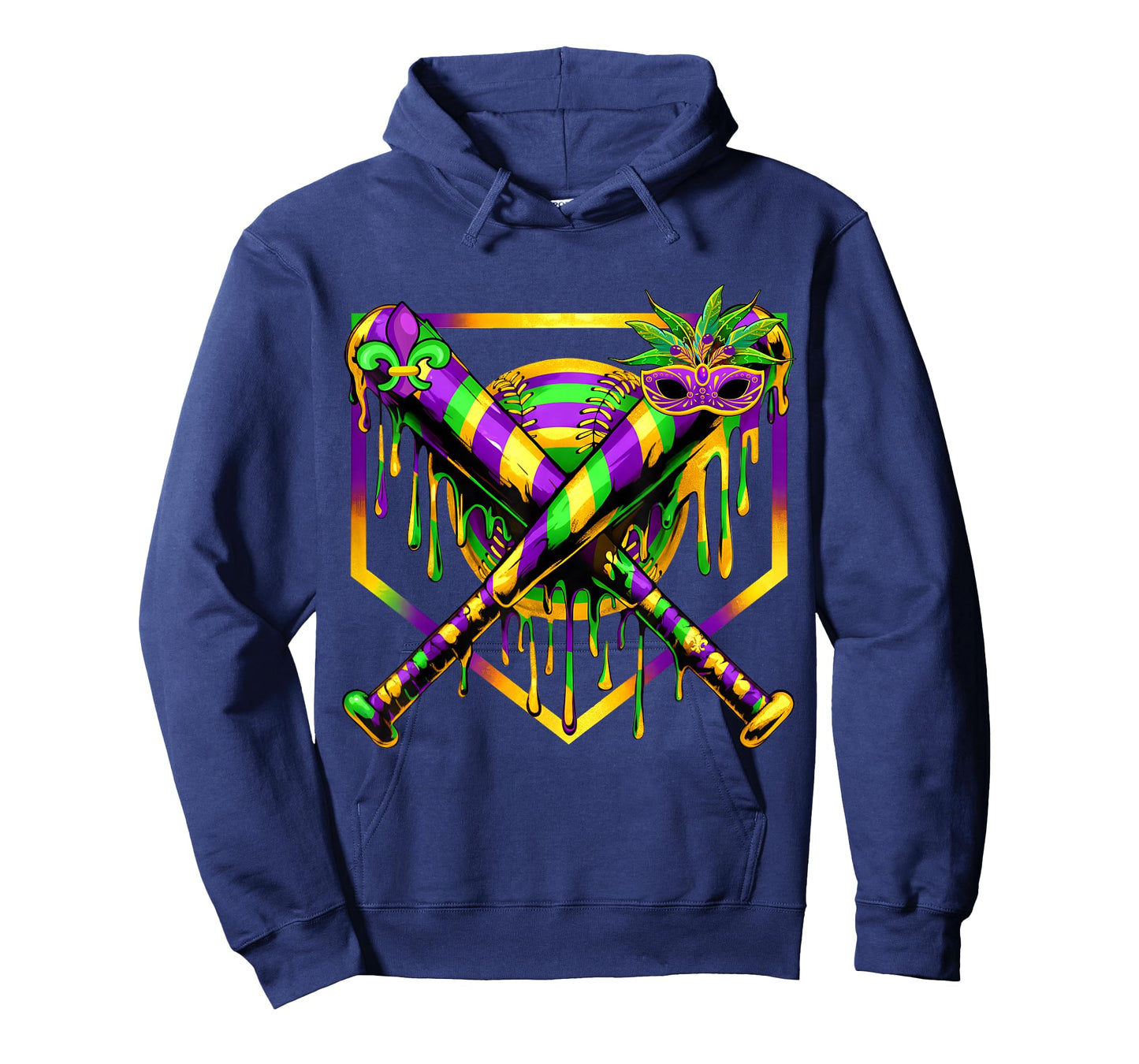 Baseball Mardi Gras Carnival Party Mask Ice Cream Drip Boys T-Shirt