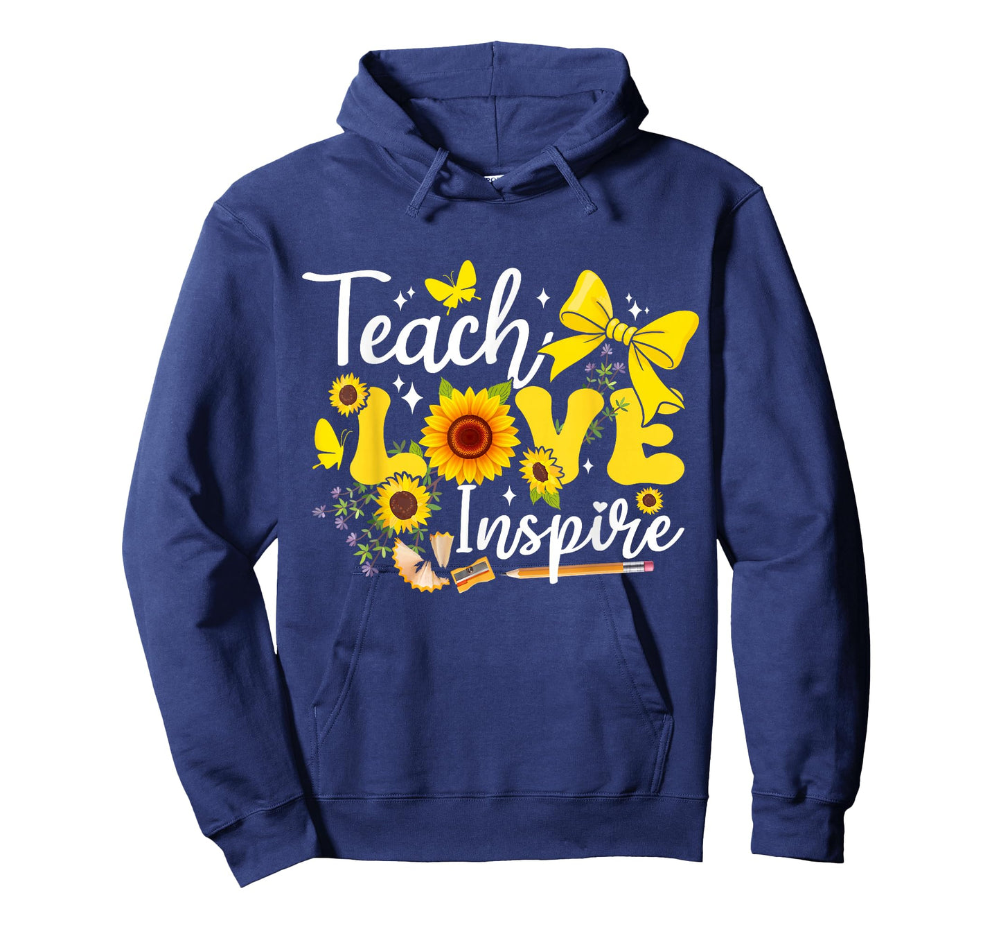 Teach Love Inspire Sunflowers Pencil Coquette Bow Teacher T-Shirt