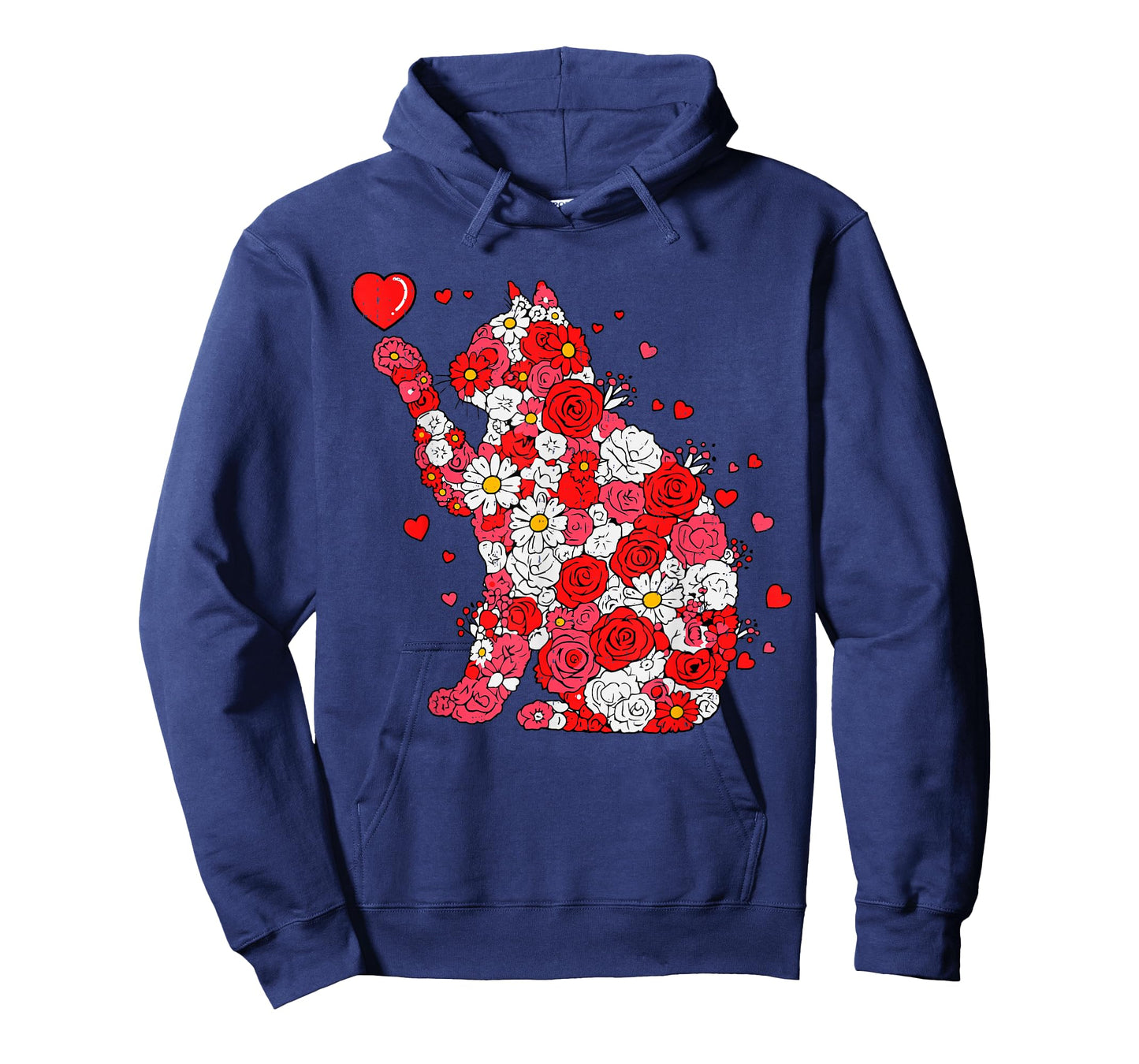 Floral Cat Heart Valentines Day Meow Kitty Kitten Cat Lover T-Shirt