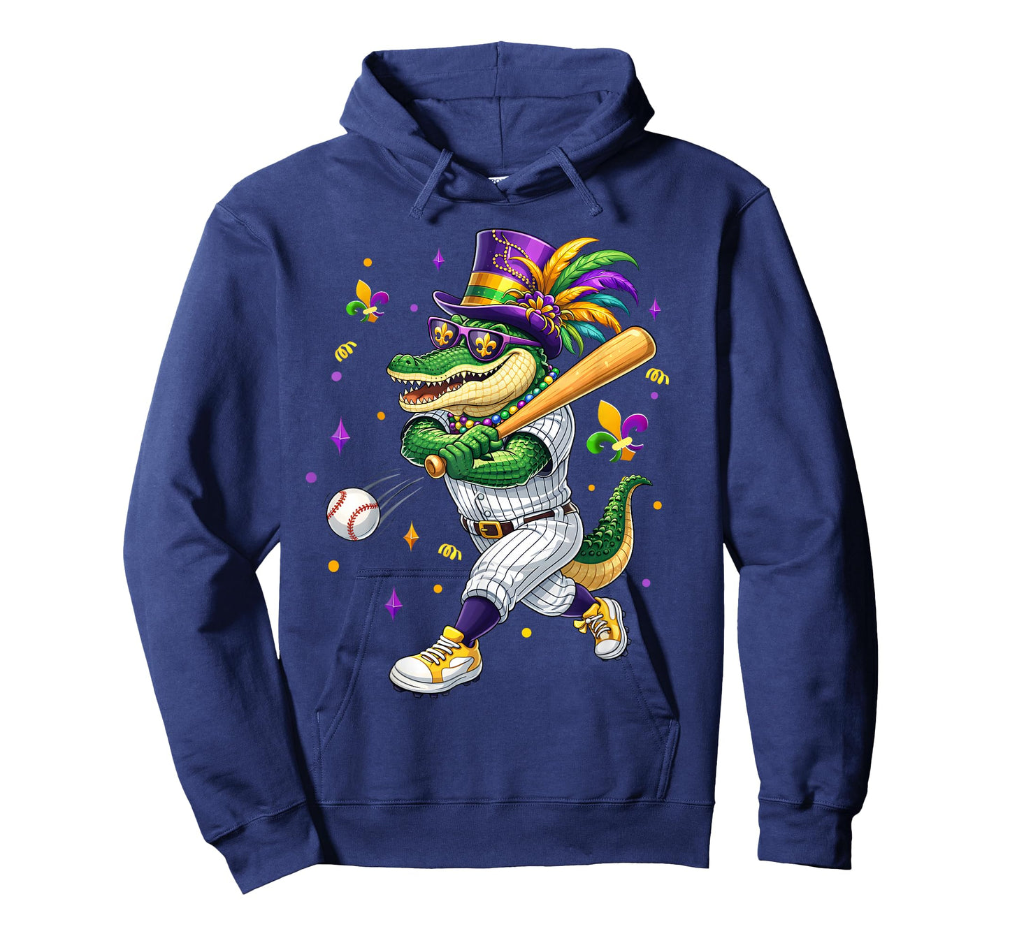 Baseball Player Mardi Gras Alligator Carnival Costume Beads T-Shirt