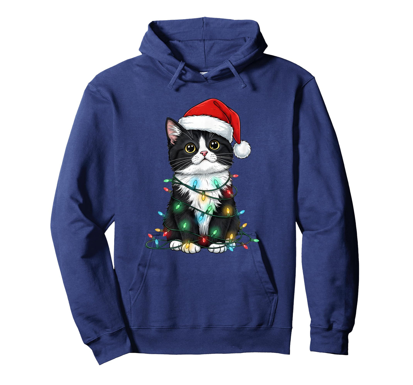 Tuxedo Cat Tree Christmas Lights Xmas Pajama Men Women T-Shirt