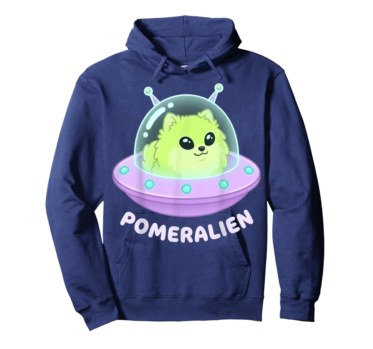 Pomeralien Cute Pomeranian Alien Spaceship Cartoon Art T-Shirt