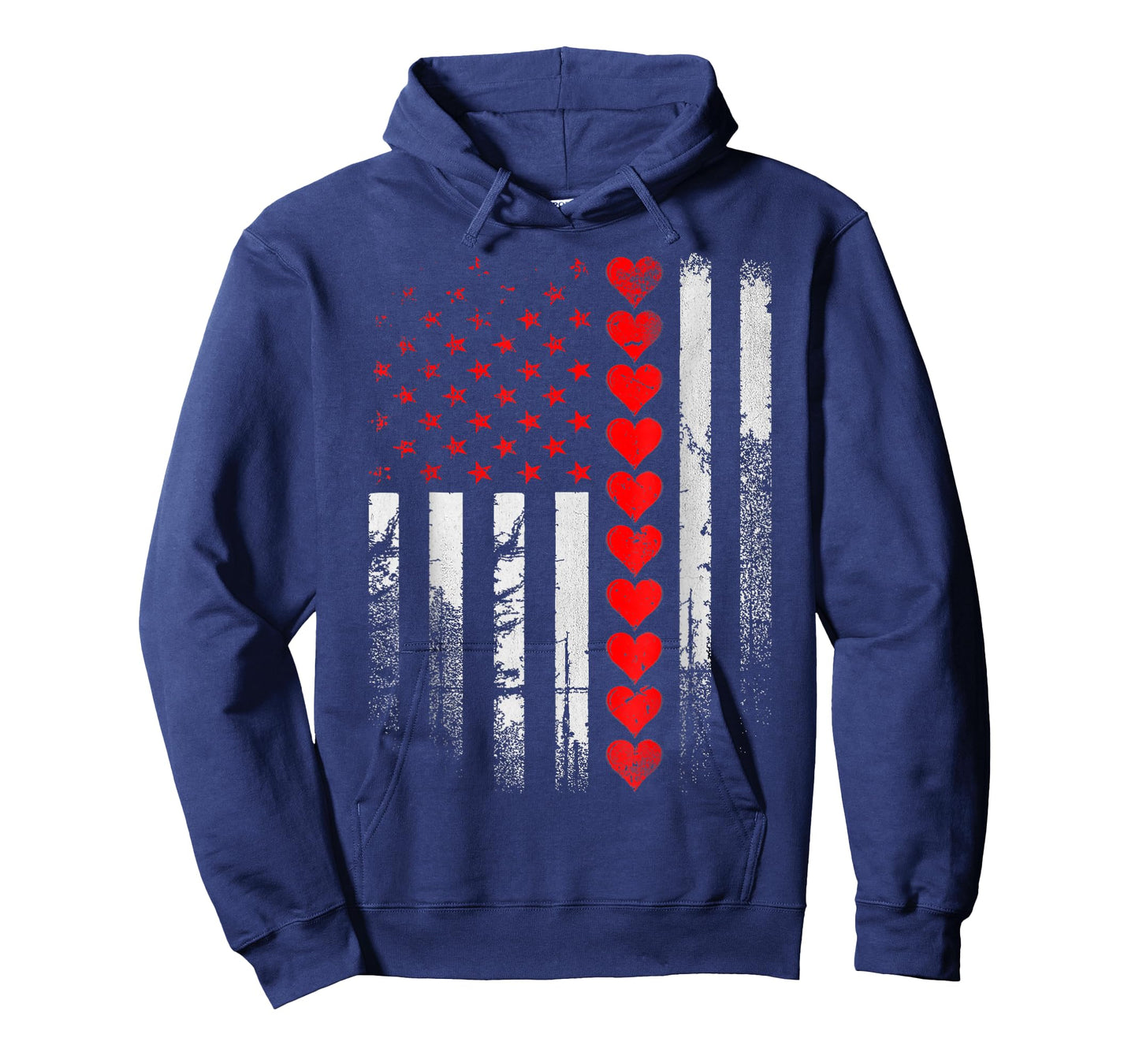 Vintage American Flag Hearts Valentine Mens Boys Kids T-Shirt