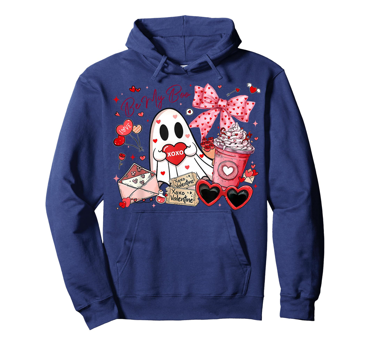 Preppy Be My Boo XOXO Ghost Coquette Bow Valentine's Day T-Shirt