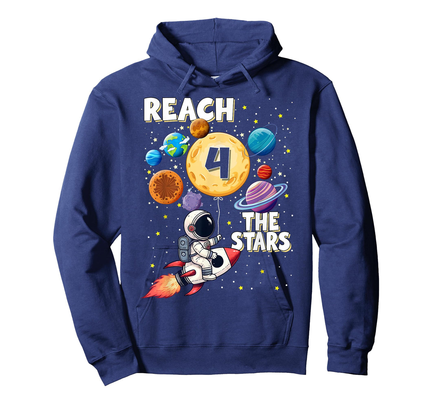 Reach Four The Stars 4 Years Old Birthday Boy Astronaut T-Shirt