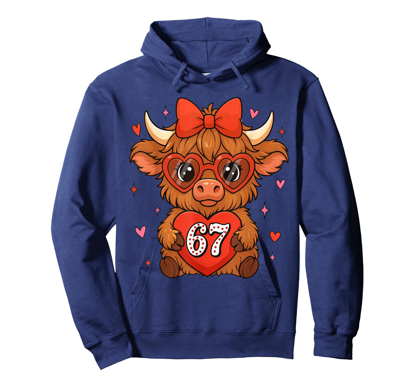 67 Meme Six Seven Cute Valentine Highland Cow Coquette Women T-Shirt