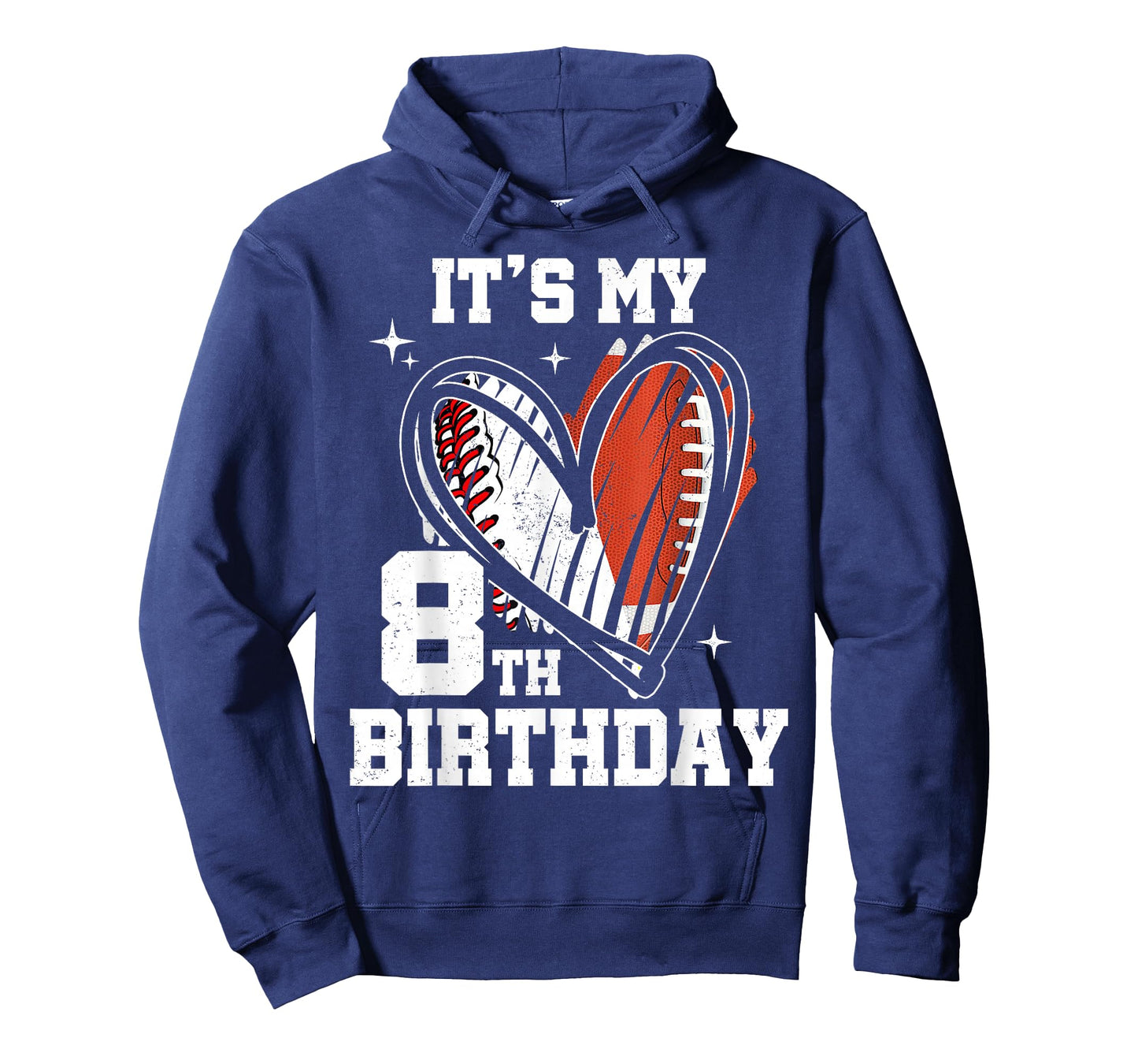 It's My 8th Birthday Baseball Football Heart 8 Year Old T-Shirt