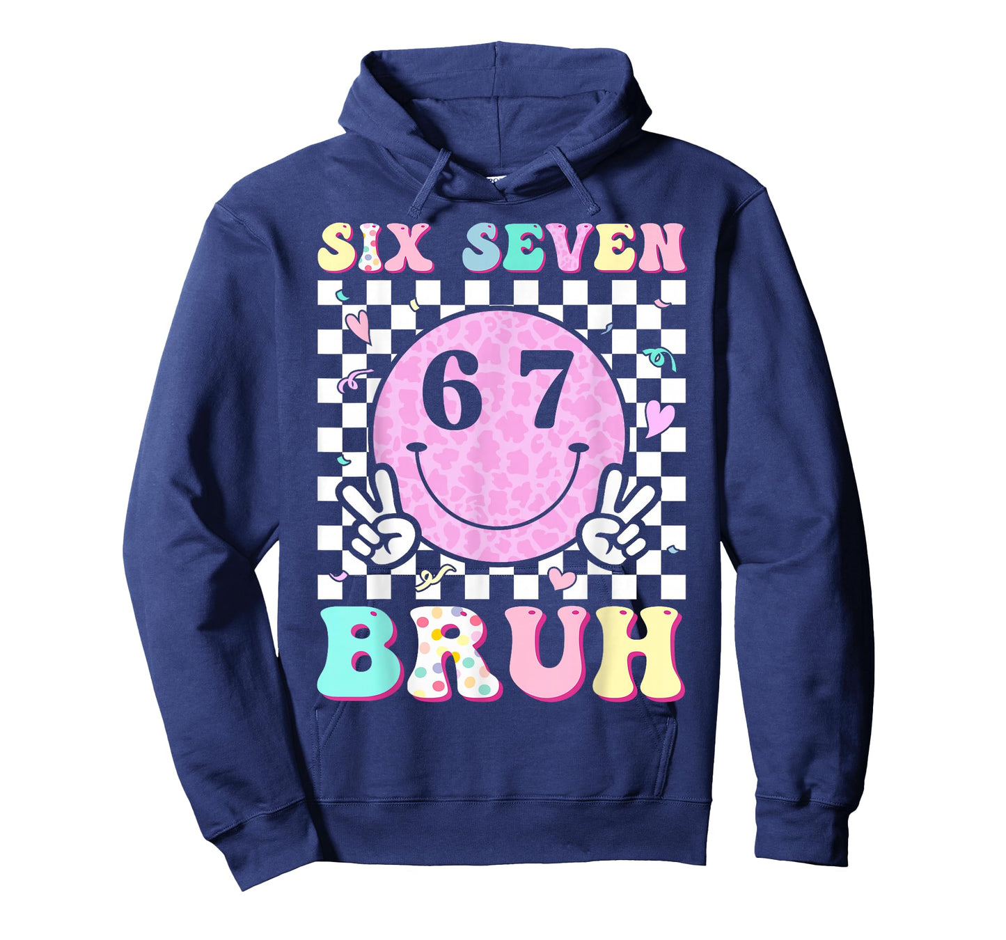 Six Seven Bruh Boys Teens Kids 6 7 Groovy Happy Face 67 Meme T-Shirt