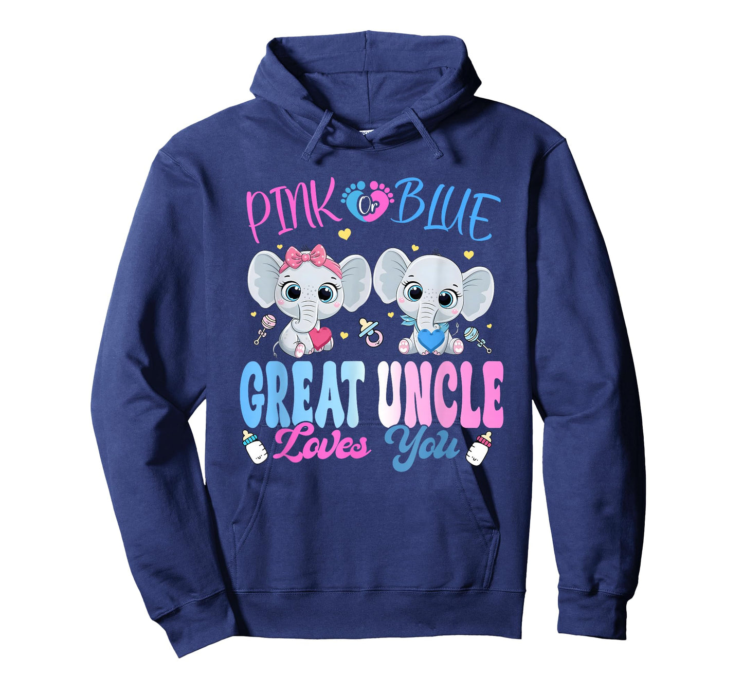 Pink or Blue Great Uncle Loves You Gender Reveal Elephant T-Shirt