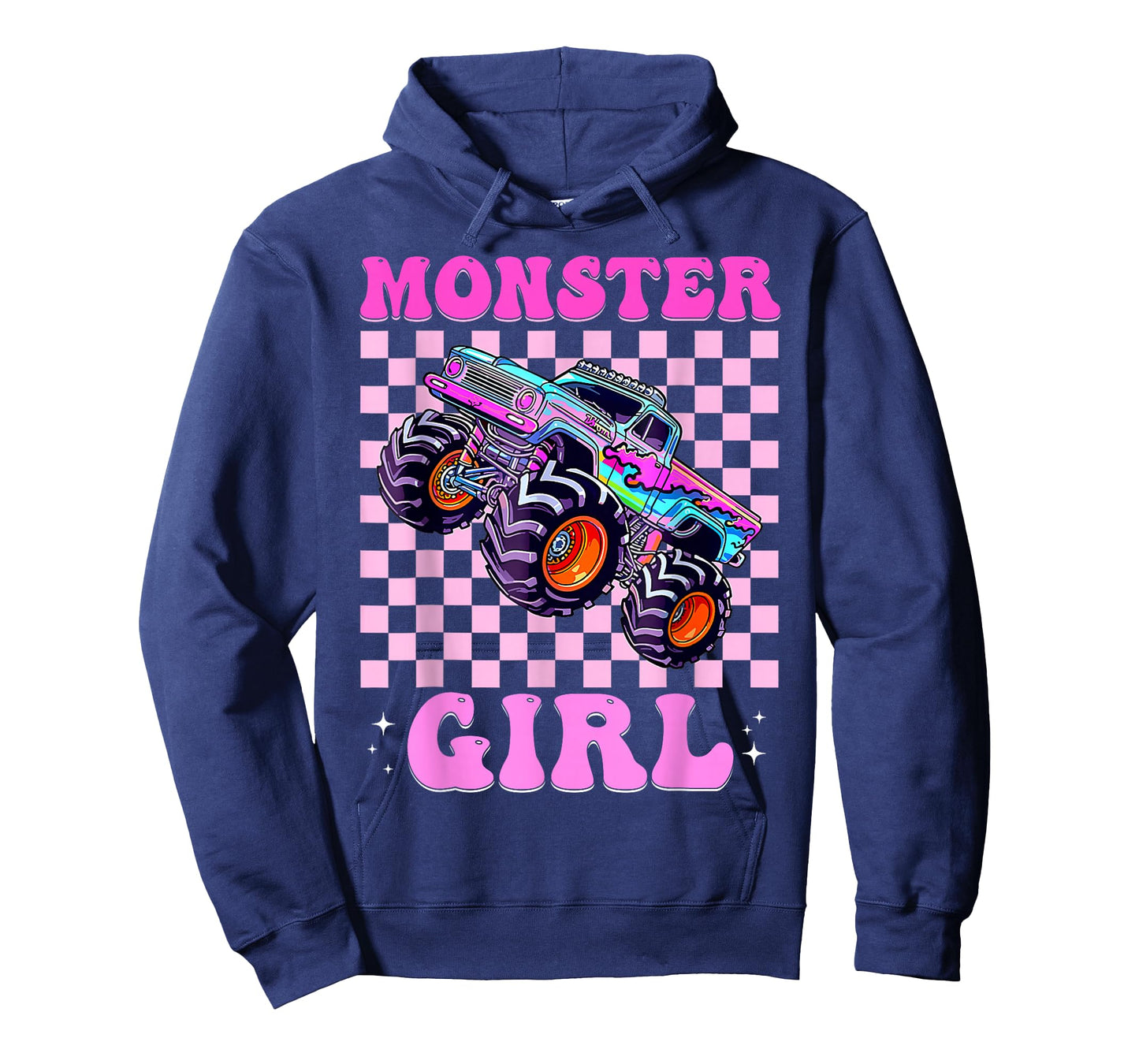 Kids Monster Truck Girl Pink Monster Trucks Lover Mom Groovy T-Shirt