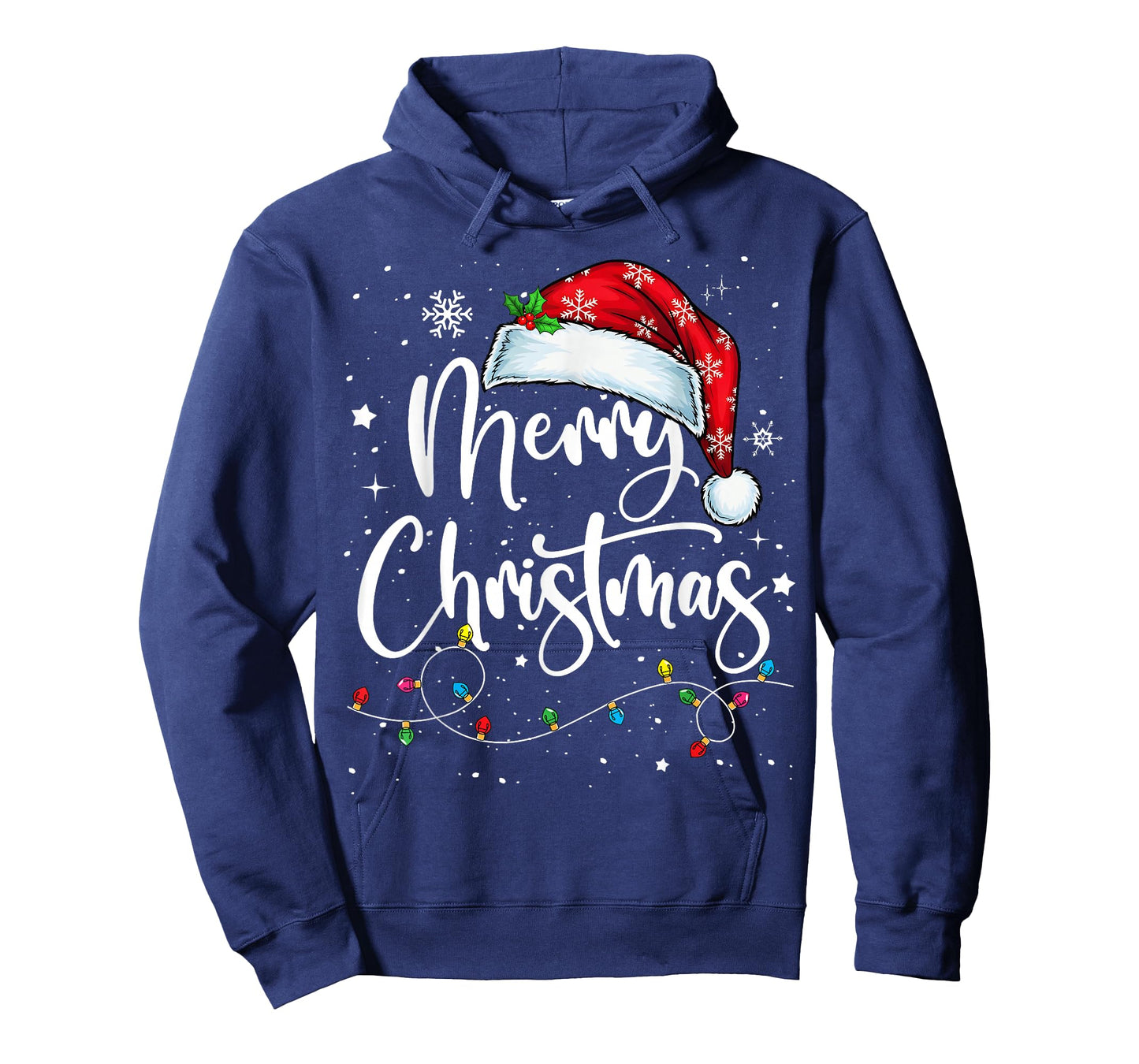 Merry Christmas Lights Santa Hat Xmas Family Matching Pajama T-Shirt