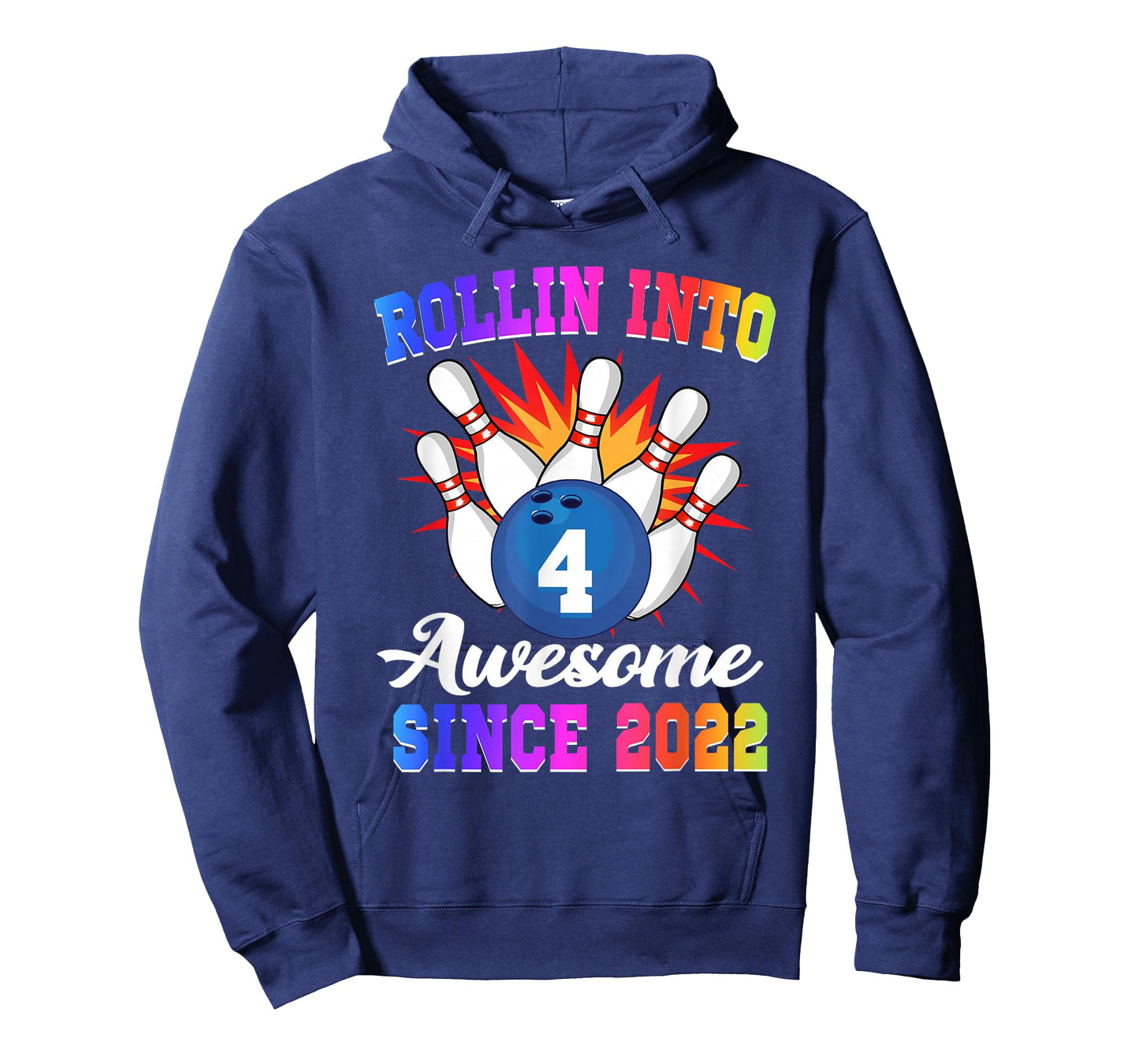 Rollin into 4 Awesome Since 2022 Bowling Girl 4th Birthday T-Shirt