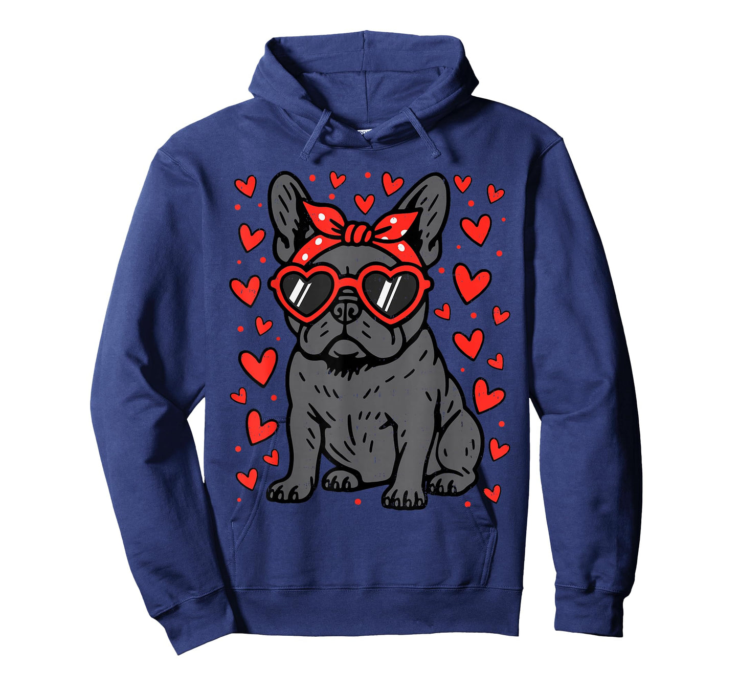 French Bulldog Heart Glasses Funny Valentine Frenchie Dog T-Shirt