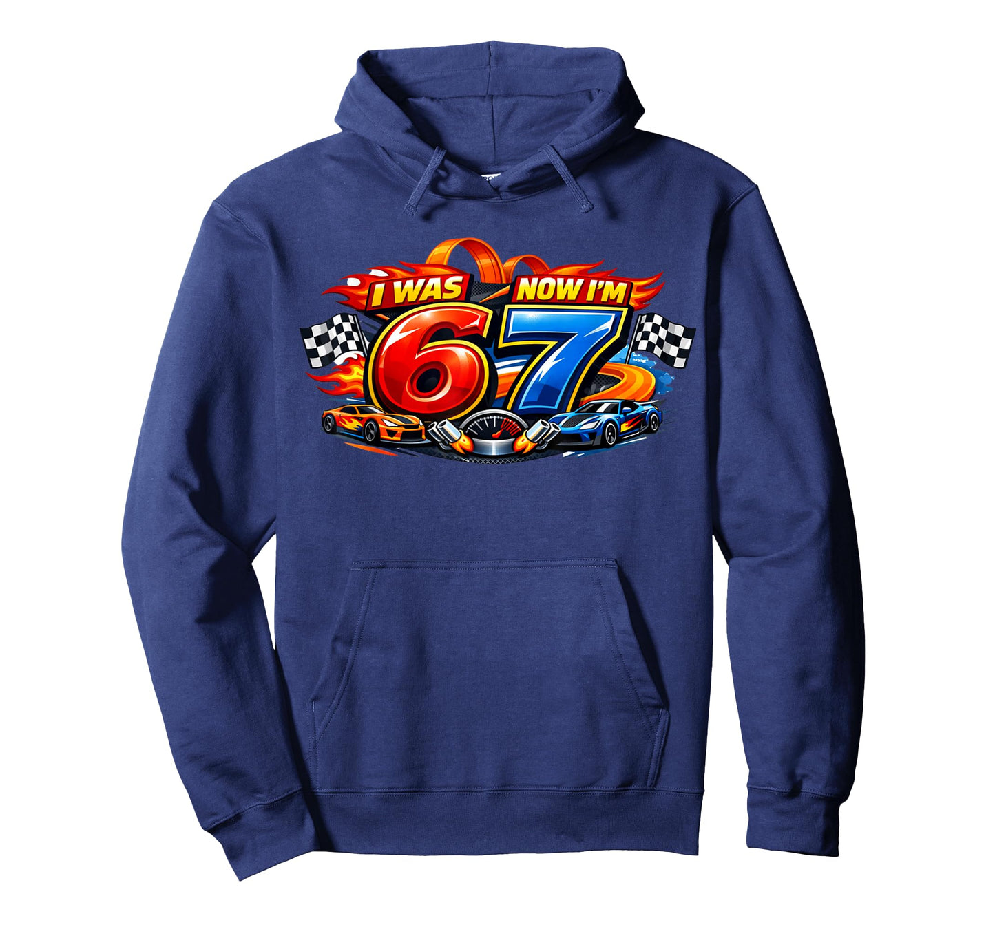 I was 6 Now I'm 7 Six Seven Car Racer 67 Meme Birthday Party T-Shirt