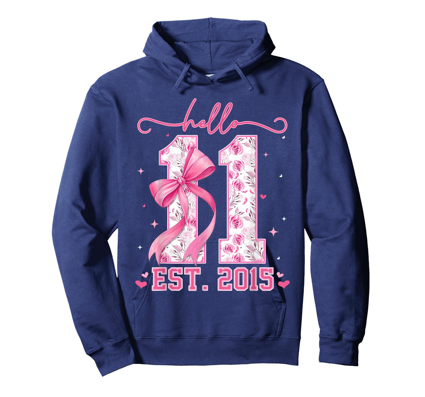 Hello Eleven Est 2015 Pink Coquette Bow 11th Birthday Girl T-Shirt