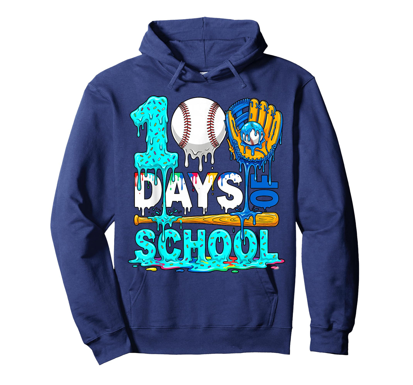 100 Days of School Baseball Ice Cream Drip Player Kids Boys T-Shirt