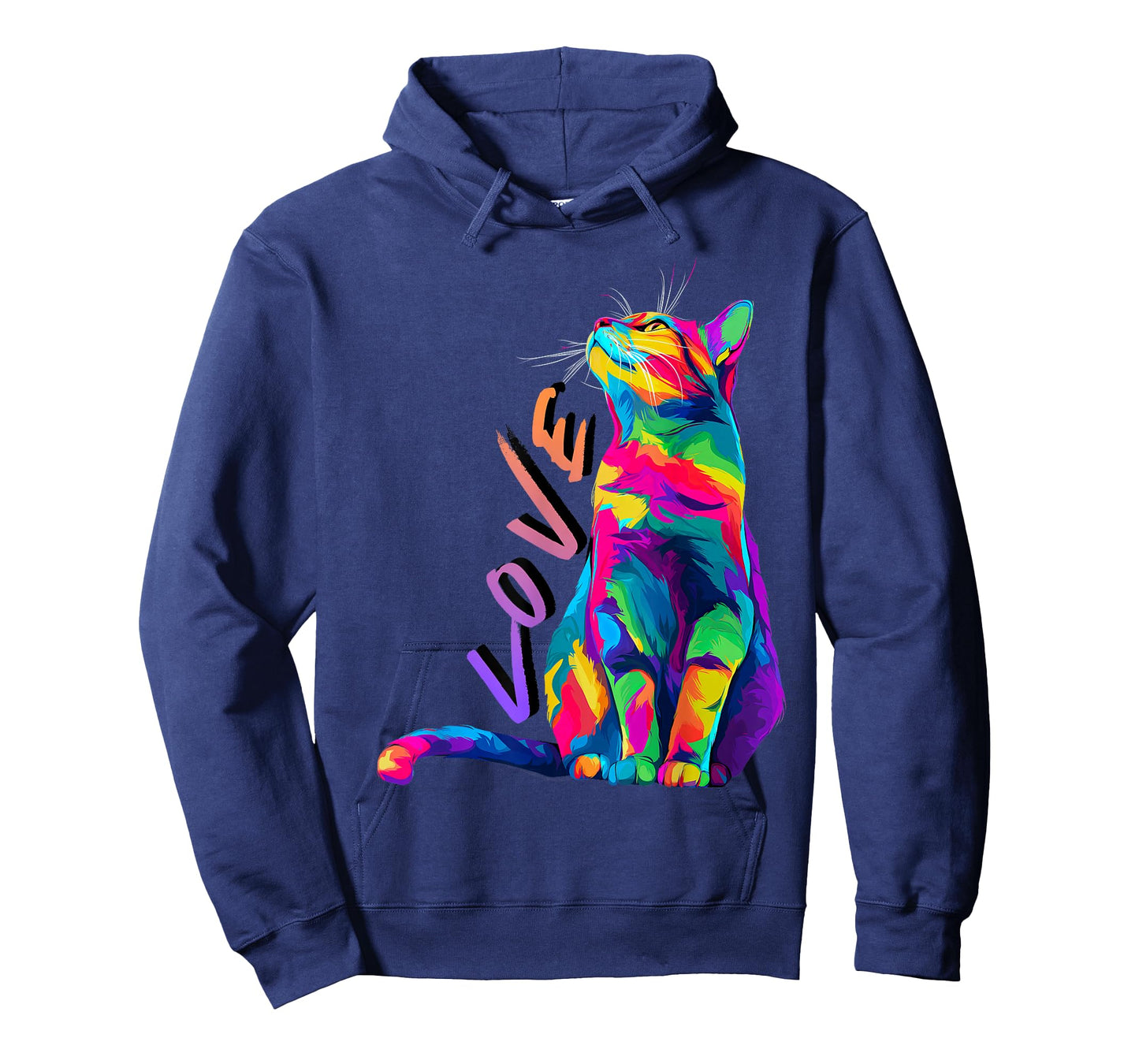 Colorful Rainbow Cat Love Art Cute Vibrant Feline Design T-Shirt