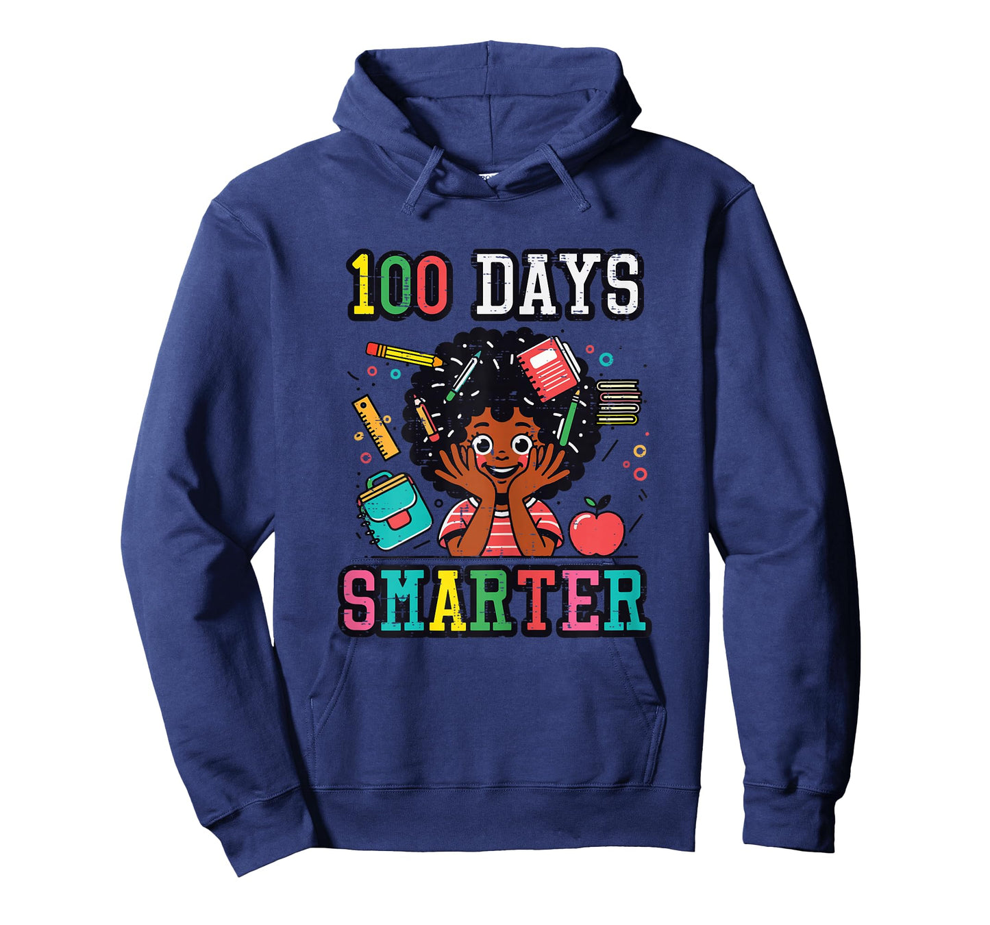 100 Days Smarter Black Afro Girl 100th Day School Girls Kids T-Shirt