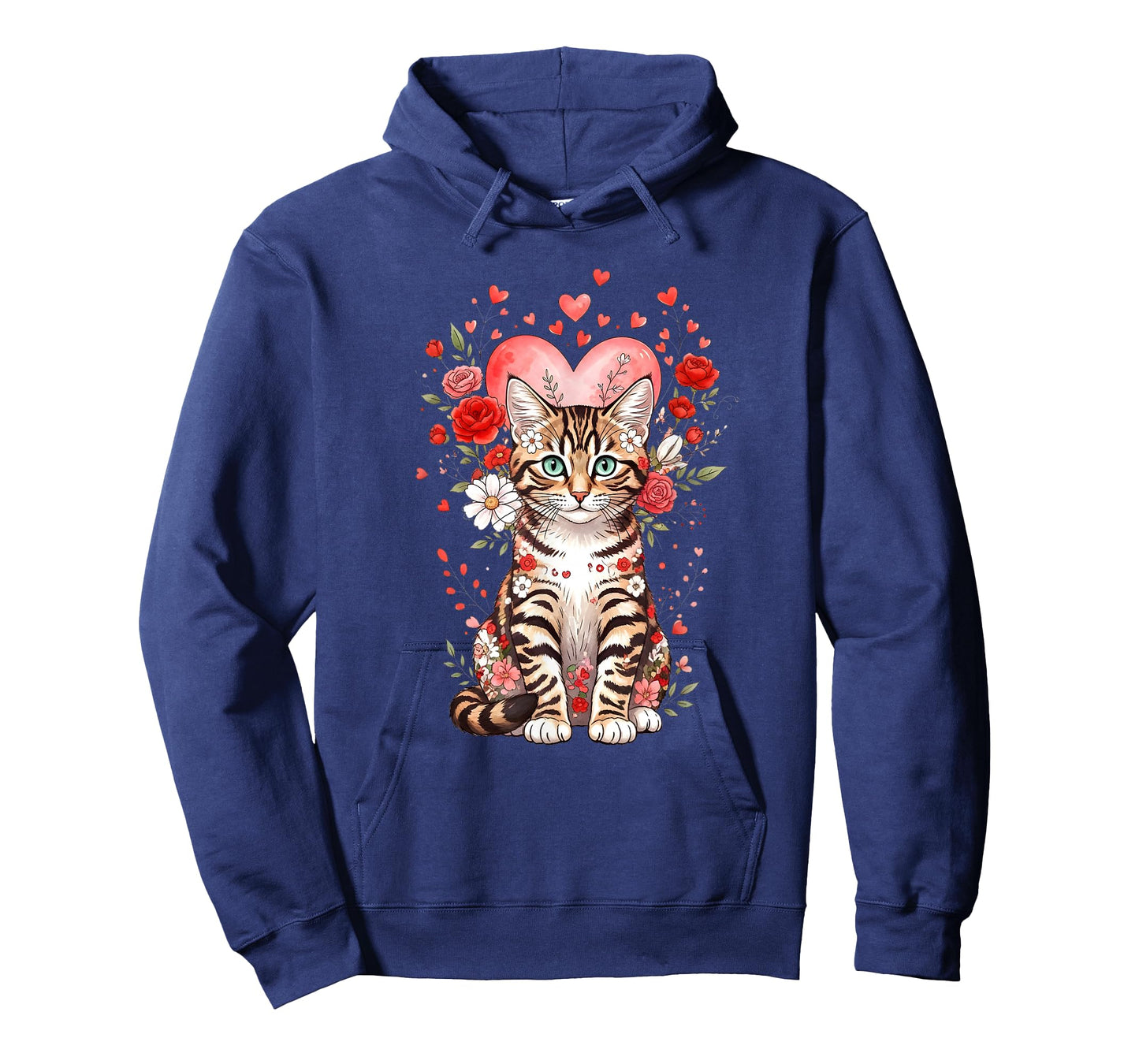 Bengal Cat Valentine Floral Heart for Cat Lovers T-Shirt