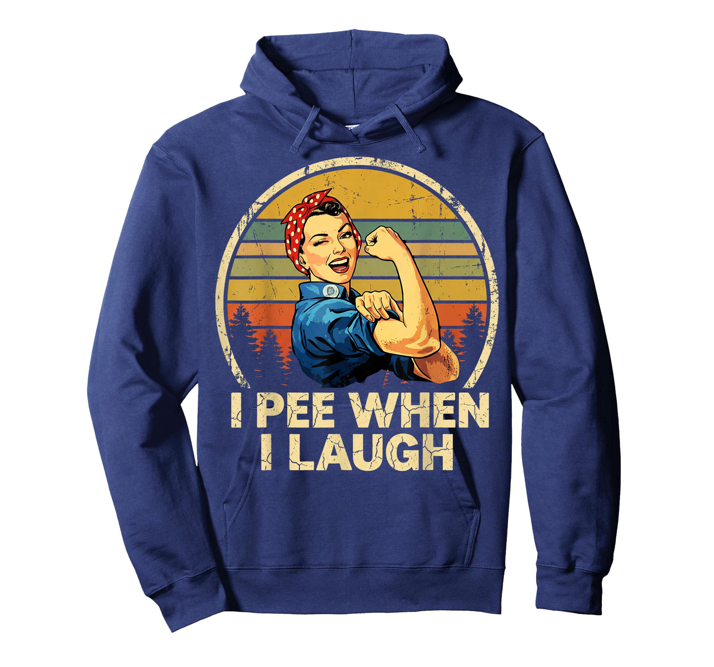 Funny I Pee When I Laugh Retro Woman Winking Sunset T-Shirt