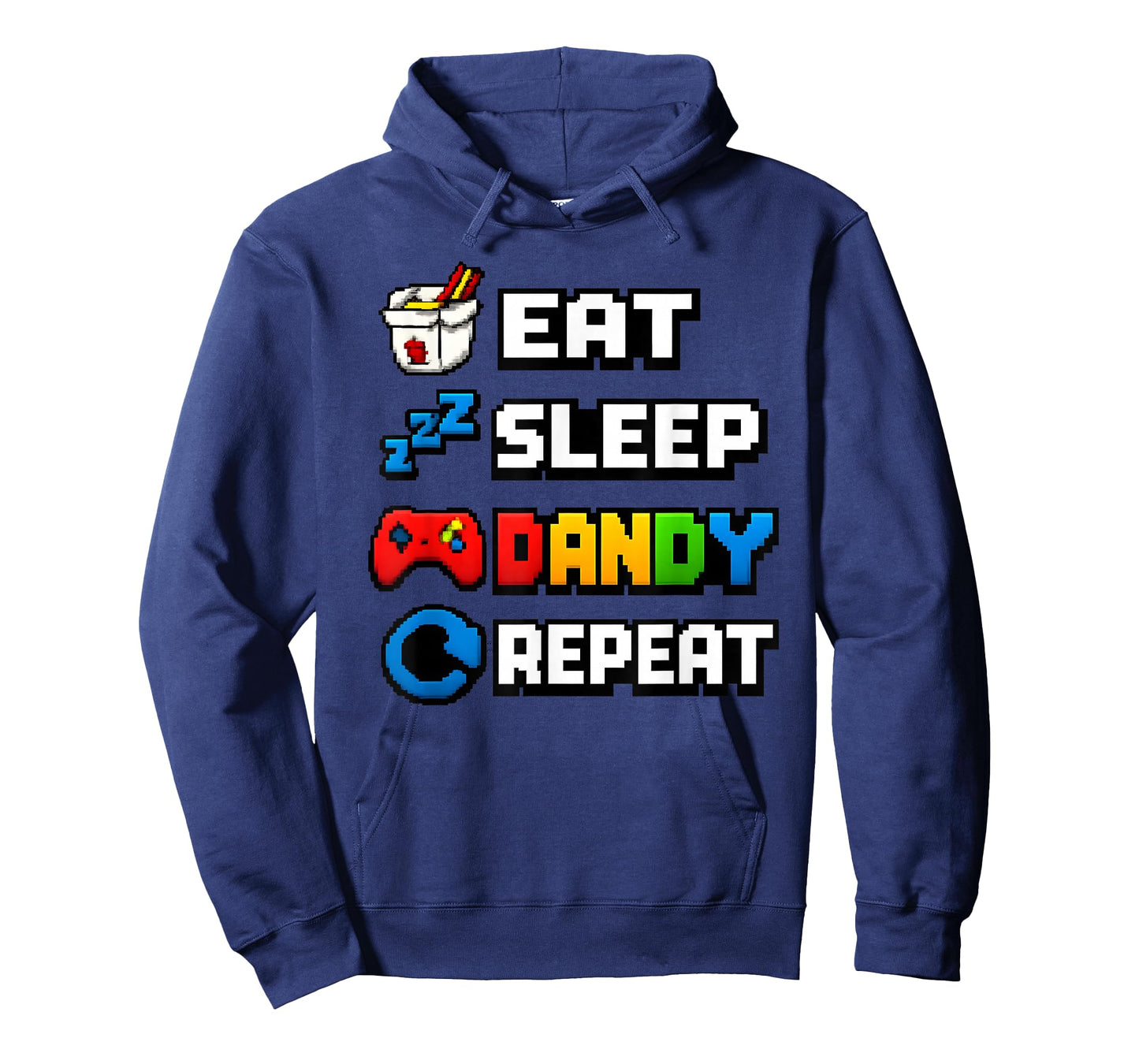 Eat Sleep Dandy Repeat Pixel Gamer Retro Icons Graphic Tee T-Shirt